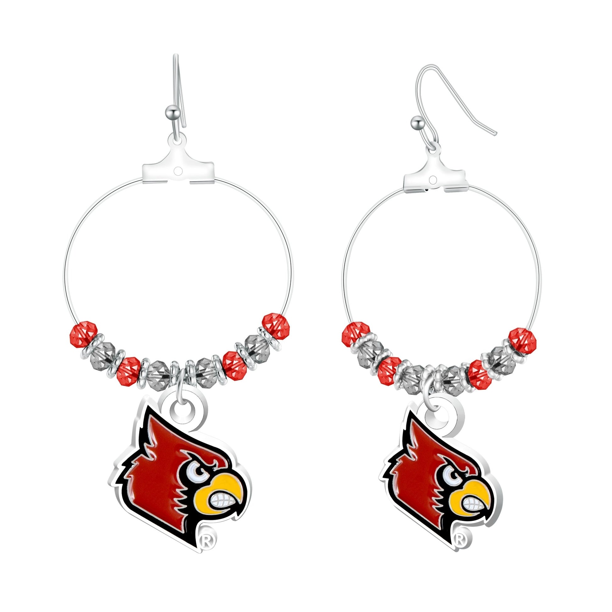 NCAA Beaded Hoop Earrings - Gamedays Gear - Louisville Cardinals