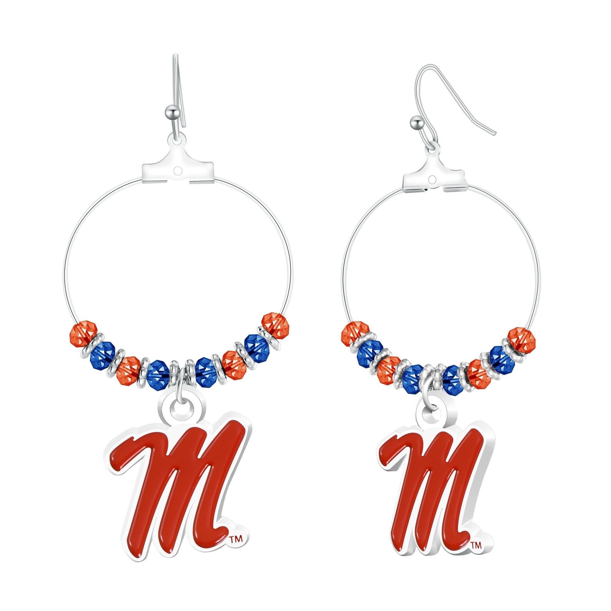 NCAA Beaded Hoop Earrings - Gamedays Gear - Mississippi Rebels