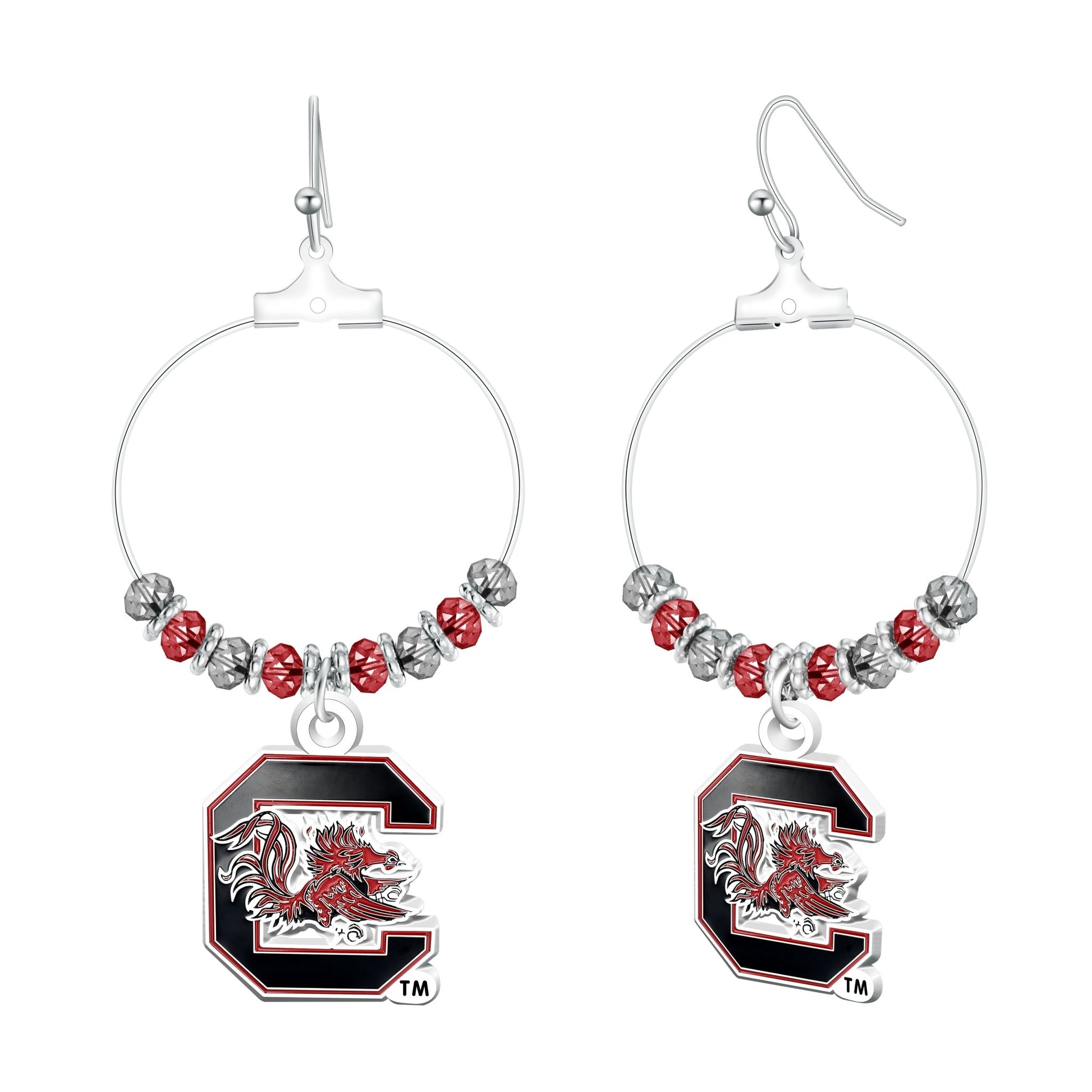 NCAA Beaded Hoop Earrings - Gamedays Gear - South Carolina Gamecocks