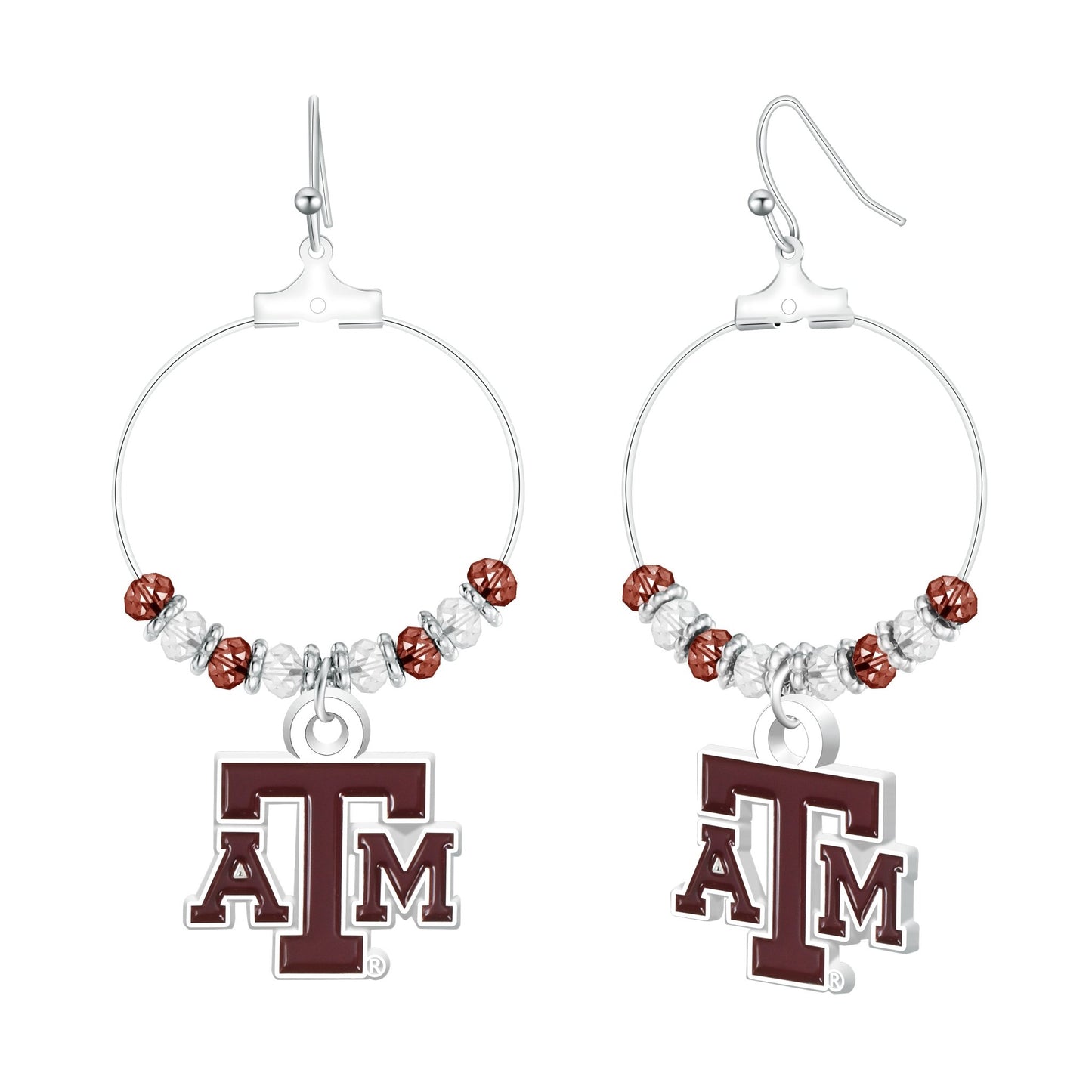 NCAA Beaded Hoop Earrings - Gamedays Gear - Texas A&M Aggies