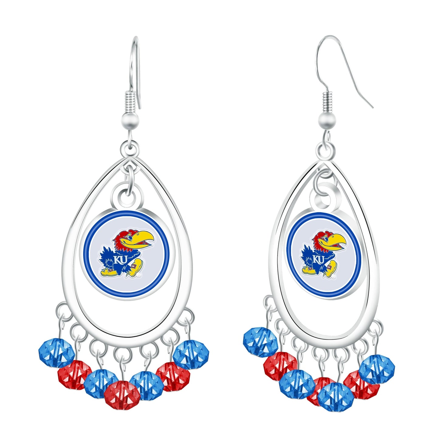 NCAA Beaded Teardrop Earrings - Gamedays Gear - Kansas Jayhawks