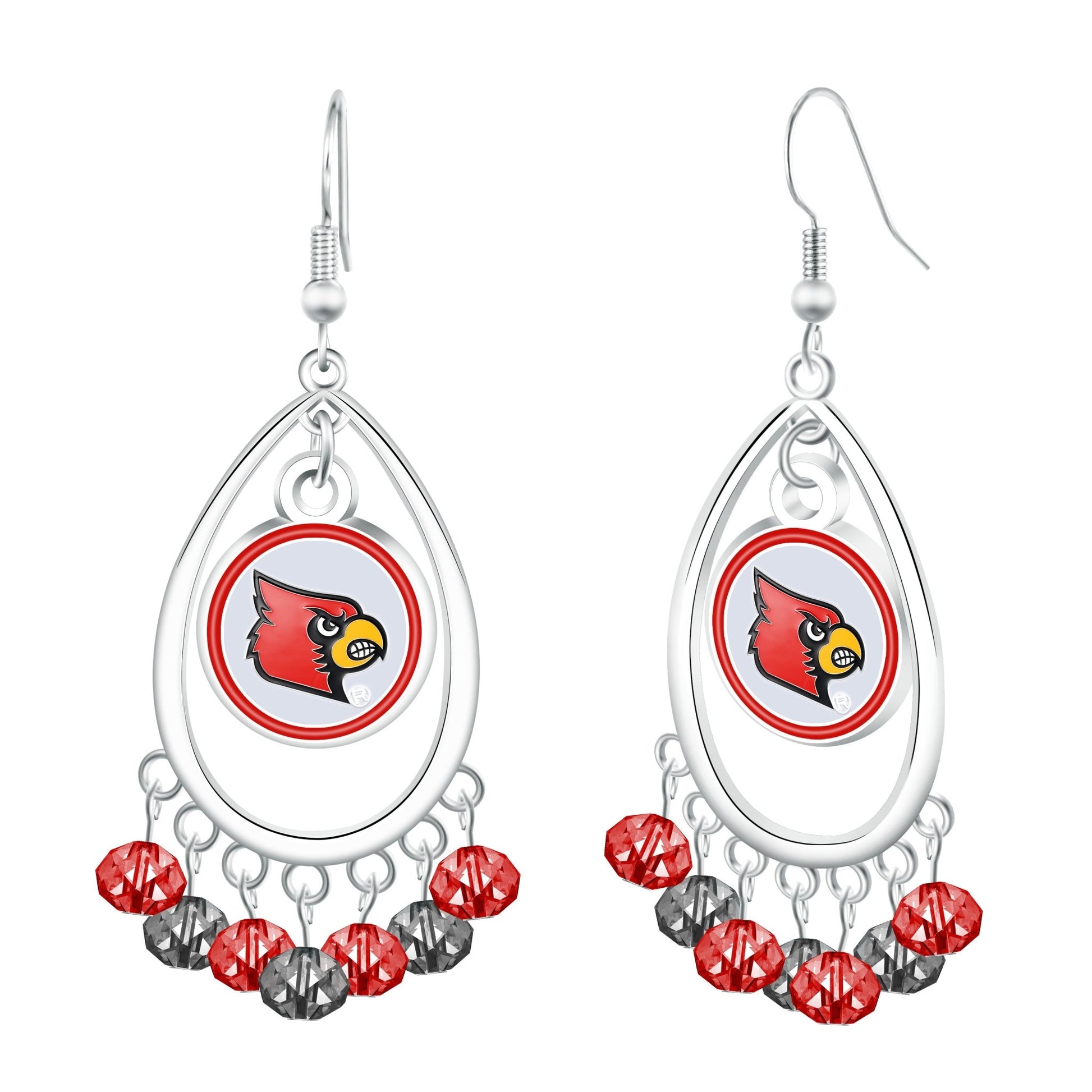 NCAA Beaded Teardrop Earrings - Gamedays Gear - Louisville Cardinals