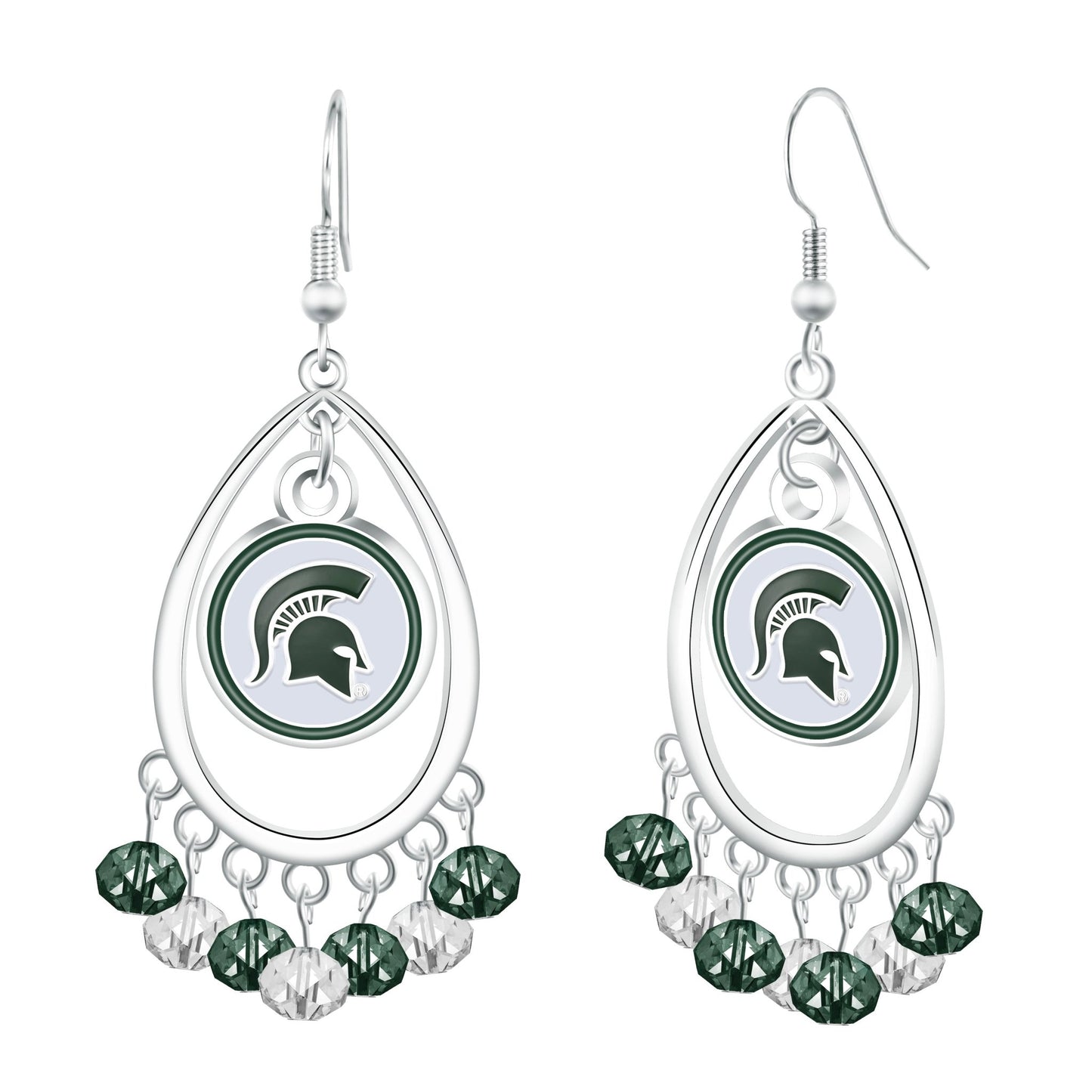 NCAA Beaded Teardrop Earrings - Gamedays Gear - Michigan State Spartans