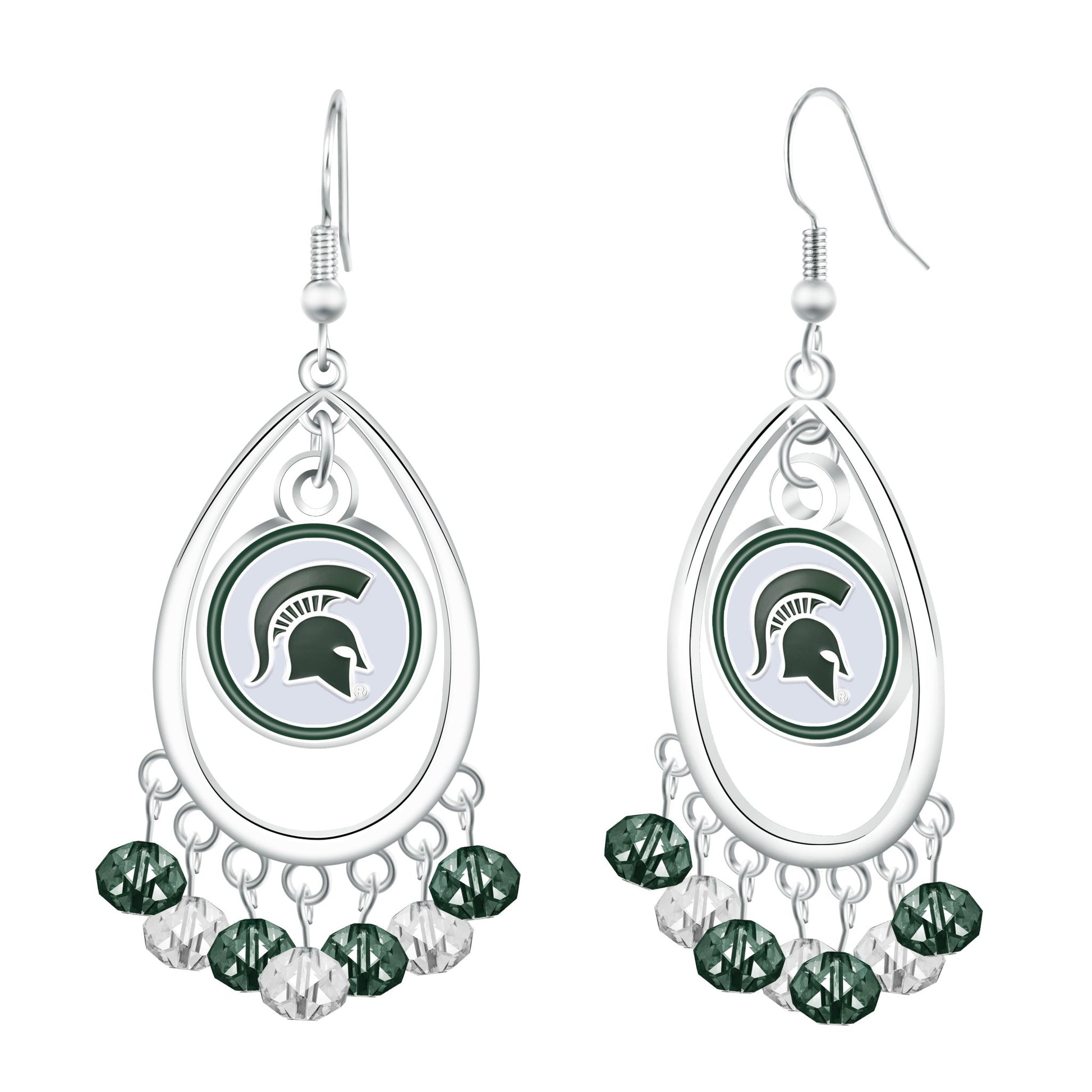 NCAA Beaded Teardrop Earrings - Gamedays Gear - Michigan State Spartans