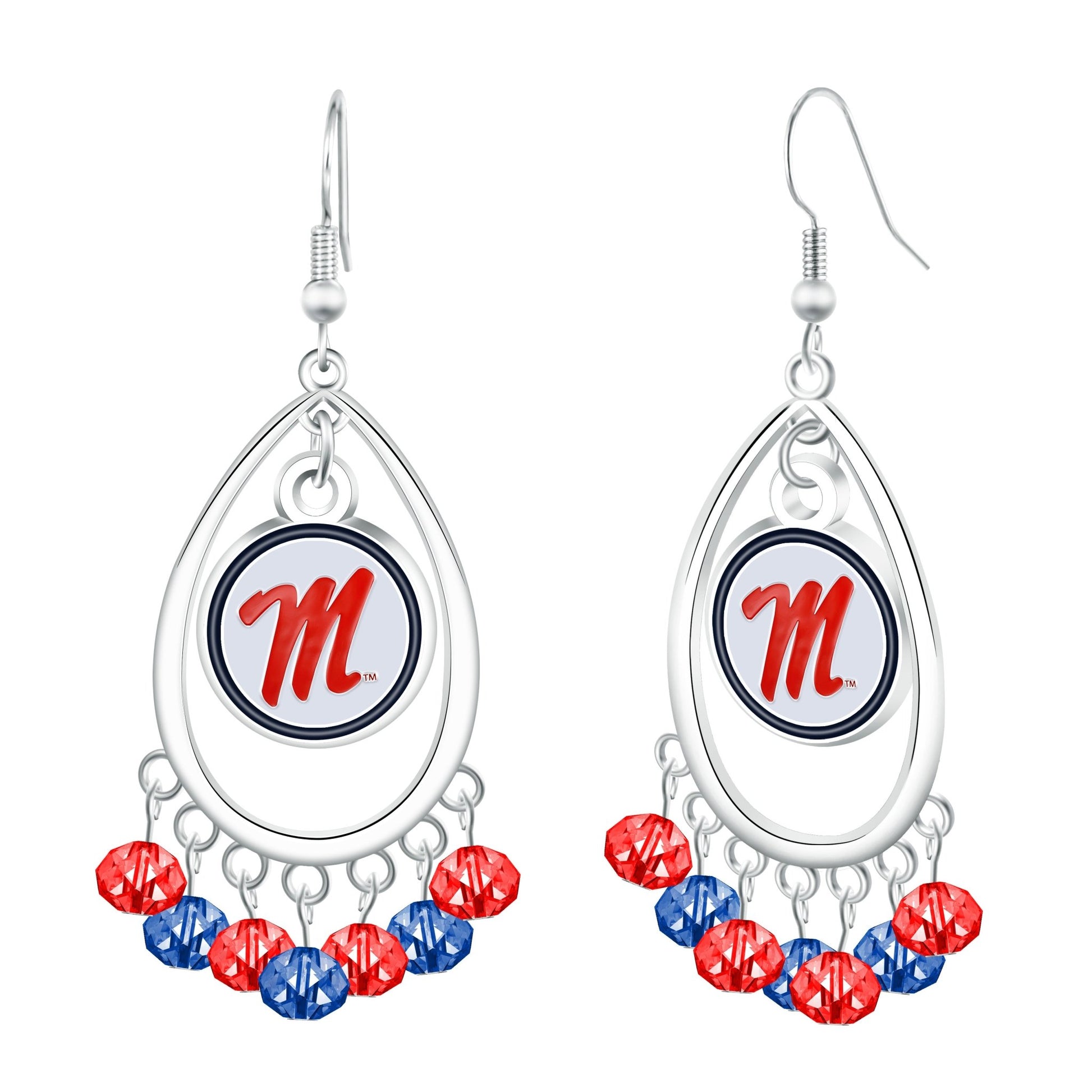 NCAA Beaded Teardrop Earrings - Gamedays Gear - Mississippi Rebels