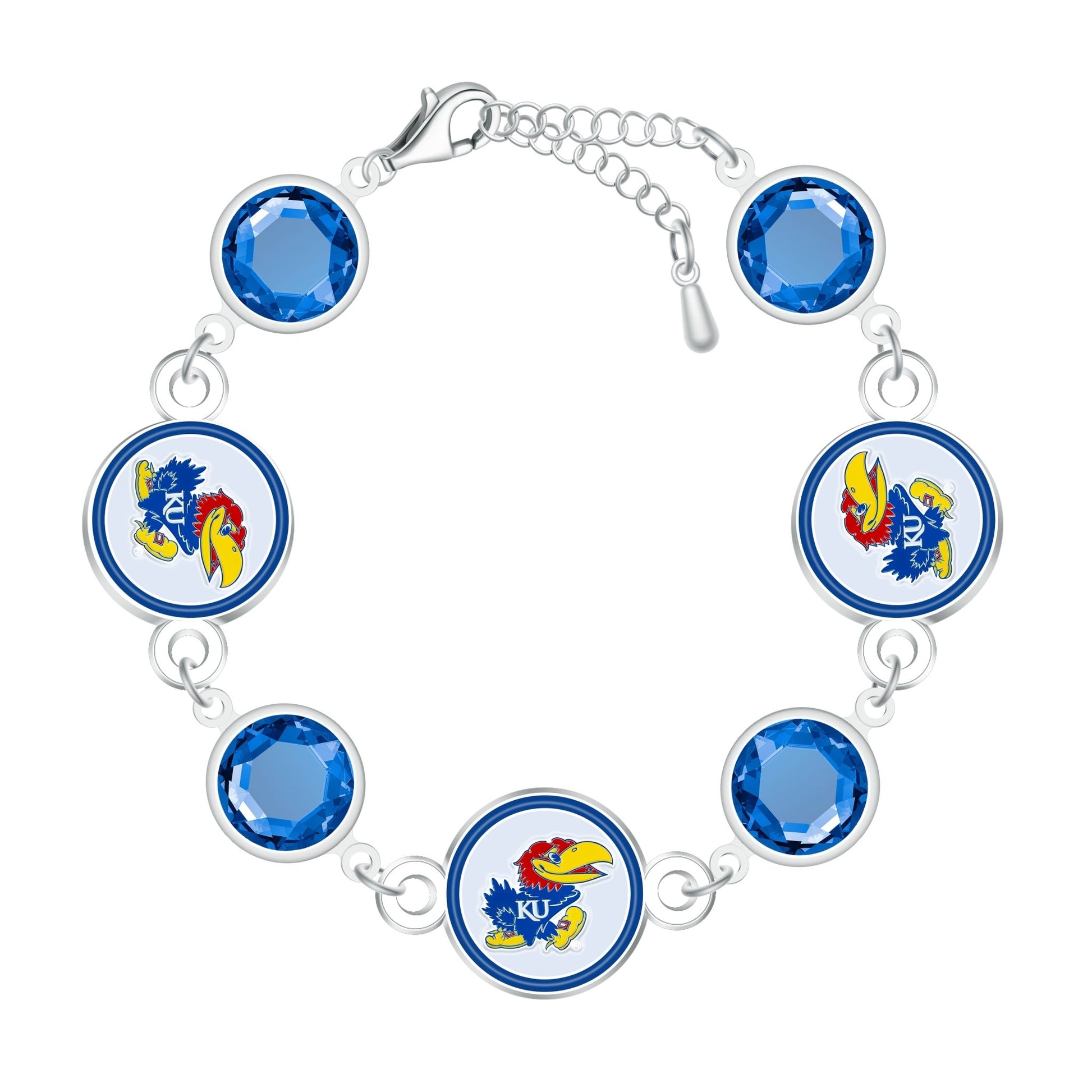 NCAA Disc Beaded Bangle Bracelet - Gamedays Gear - Kansas Jayhawks