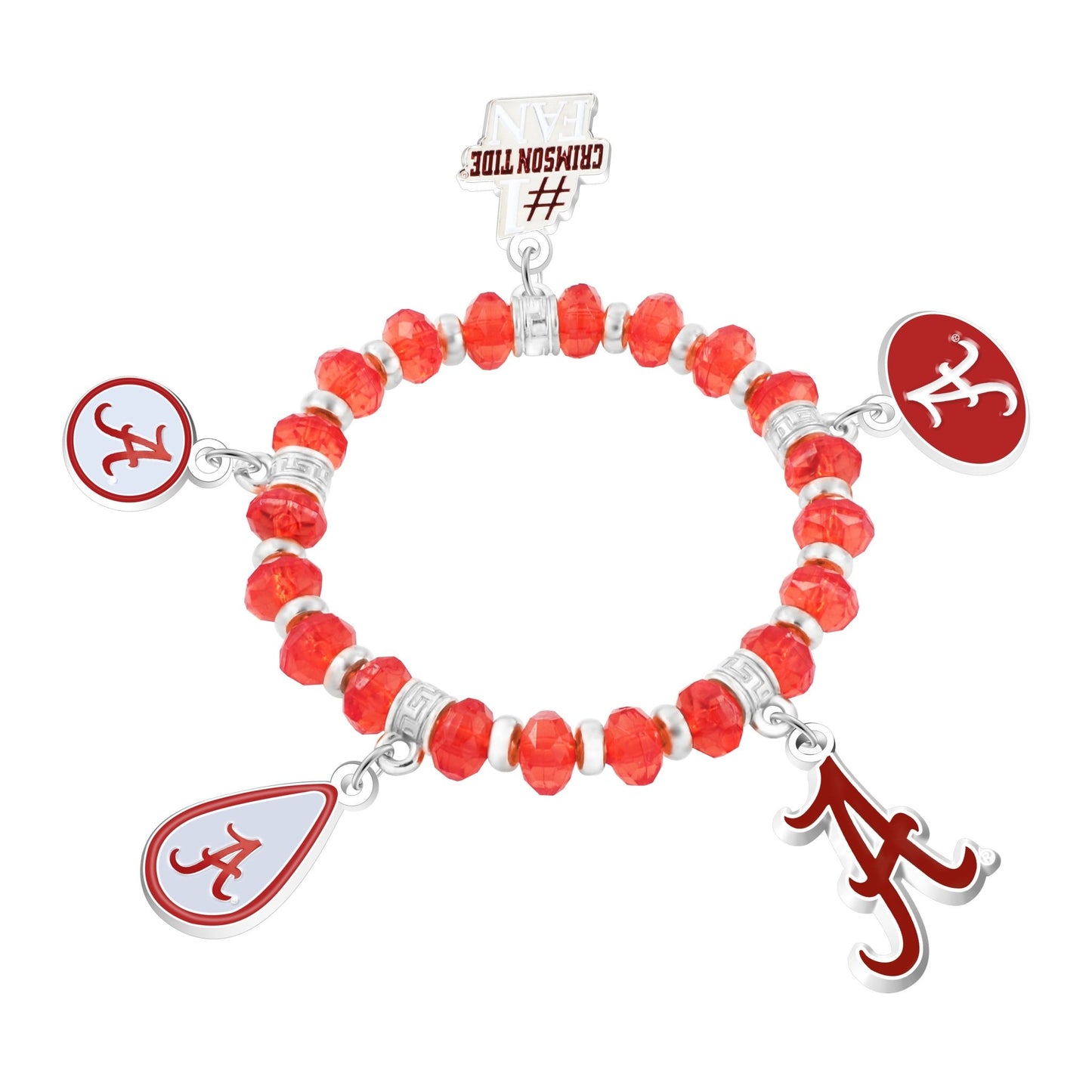 NCAA Five Charm Logo Beaded Bracelet - Gamedays Gear - Alabama Crimson Tide