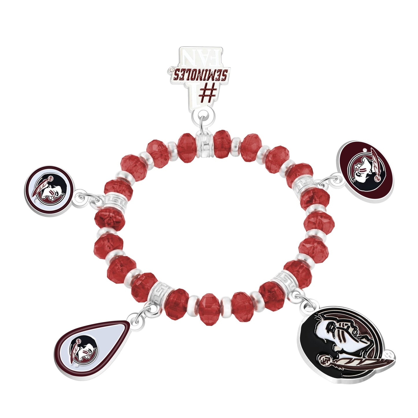 NCAA Five Charm Logo Beaded Bracelet - Gamedays Gear - Florida State Seminoles