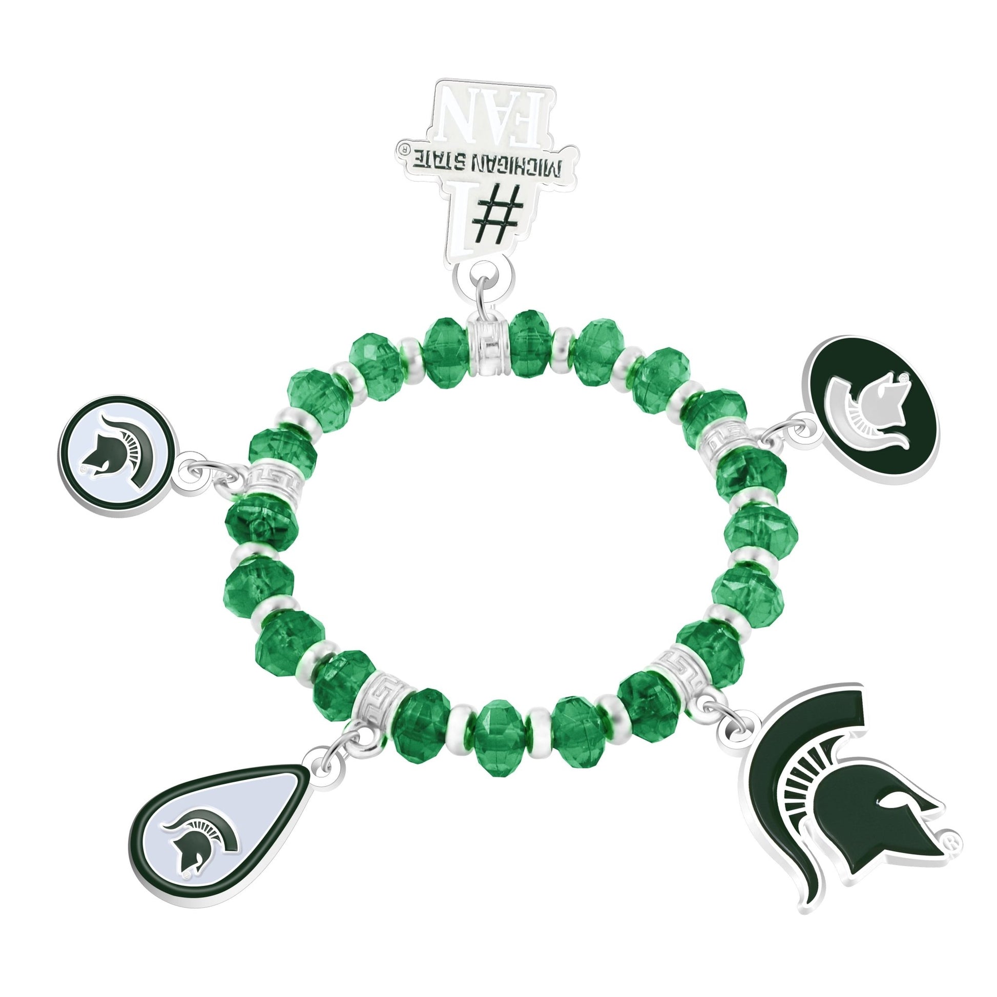 NCAA Five Charm Logo Beaded Bracelet - Gamedays Gear - Michigan State Spartans