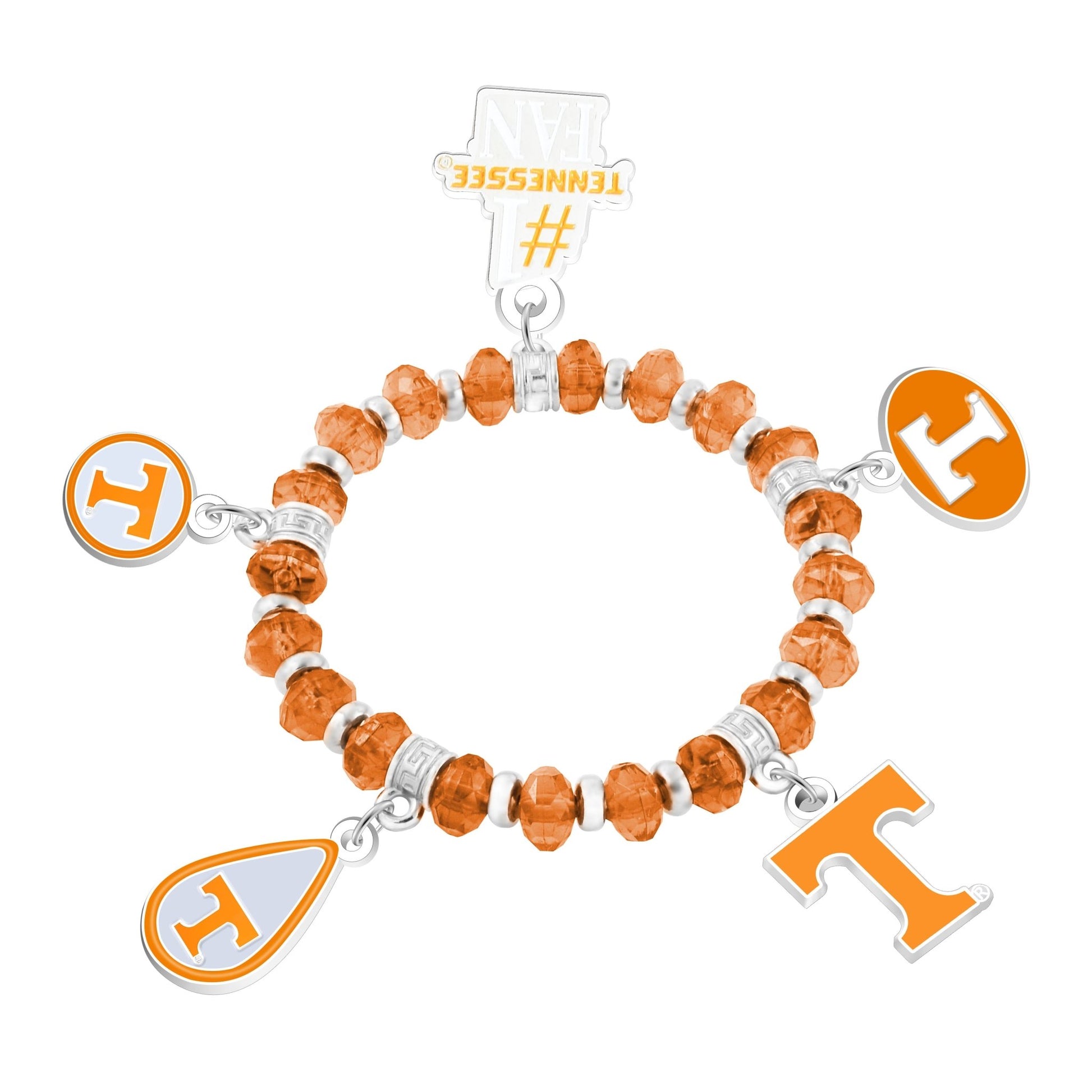 NCAA Five Charm Logo Beaded Bracelet - Gamedays Gear - Tennessee Volunteers