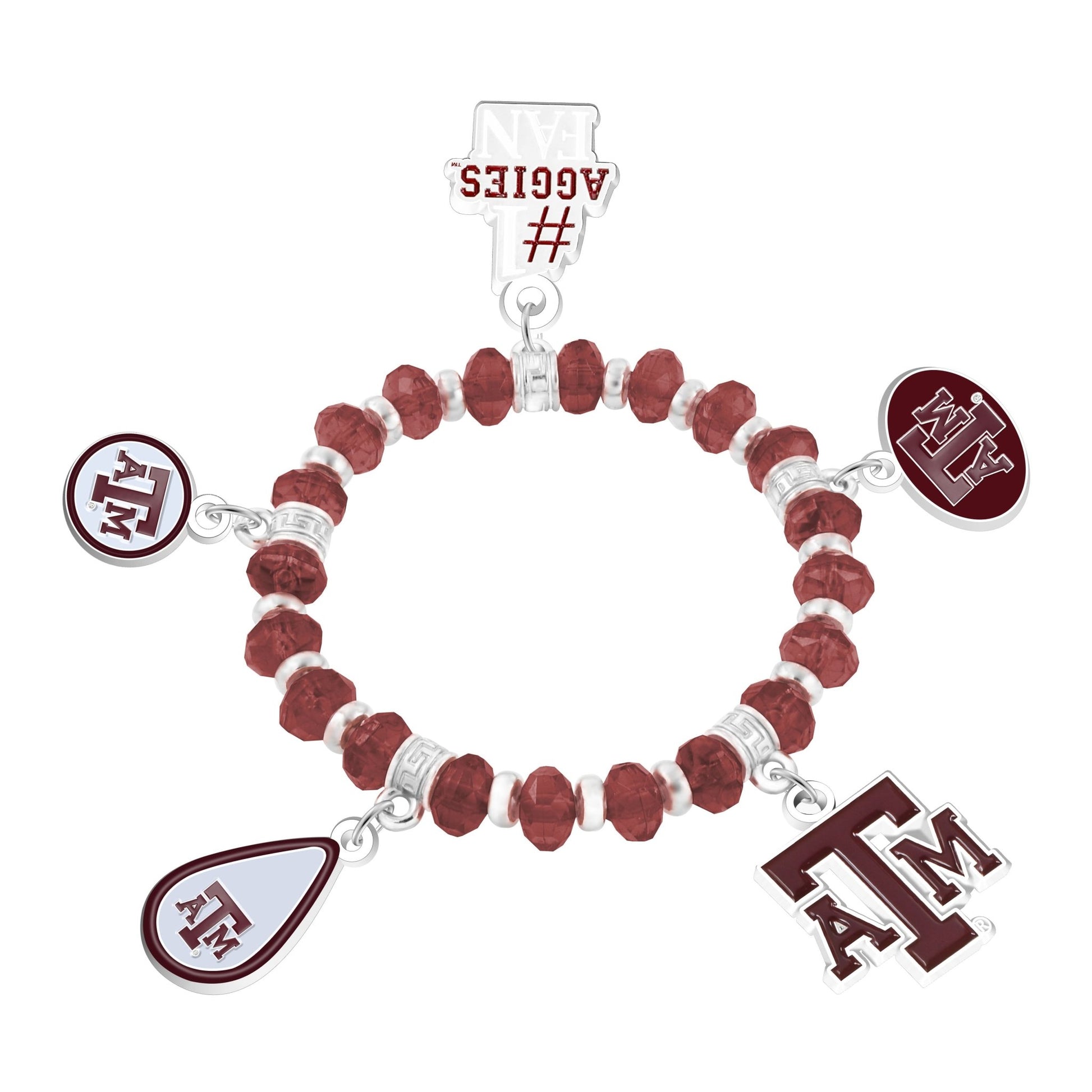 NCAA Five Charm Logo Beaded Bracelet - Gamedays Gear - Texas A&M Aggies