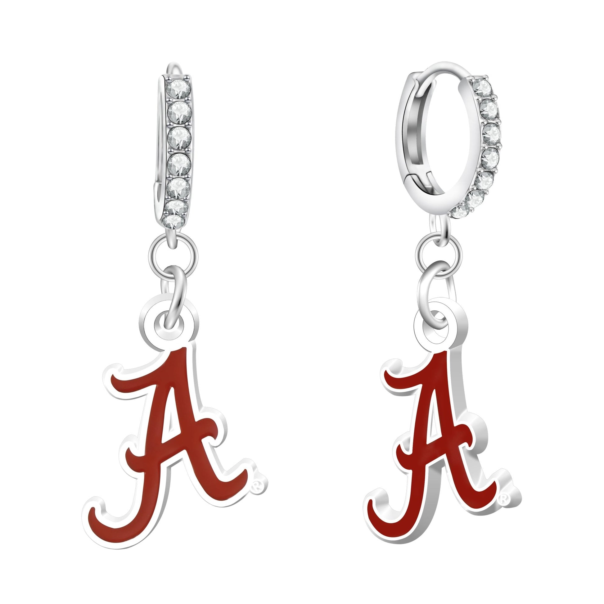 NCAA Rhinestone Circle Earrings - Gamedays Gear - Alabama Crimson Tide