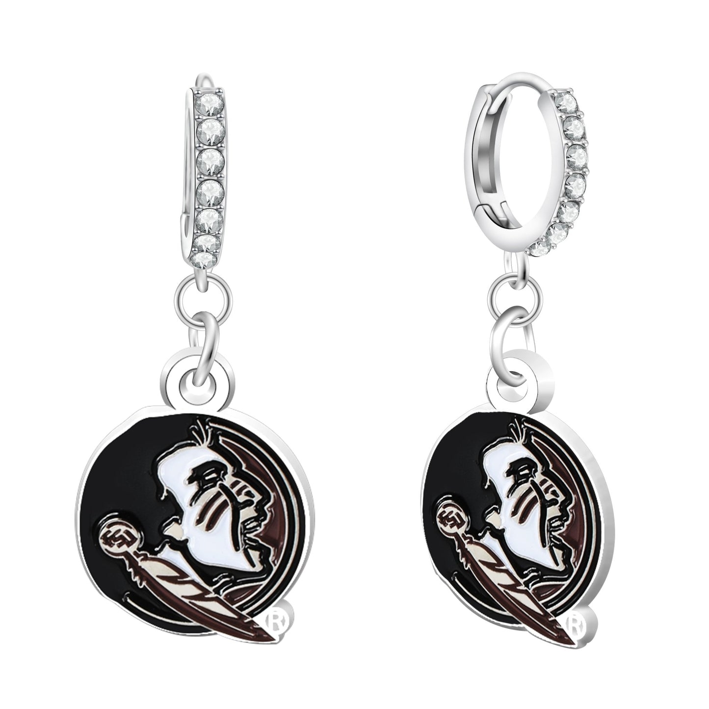 NCAA Rhinestone Circle Earrings - Gamedays Gear - Florida State Seminoles