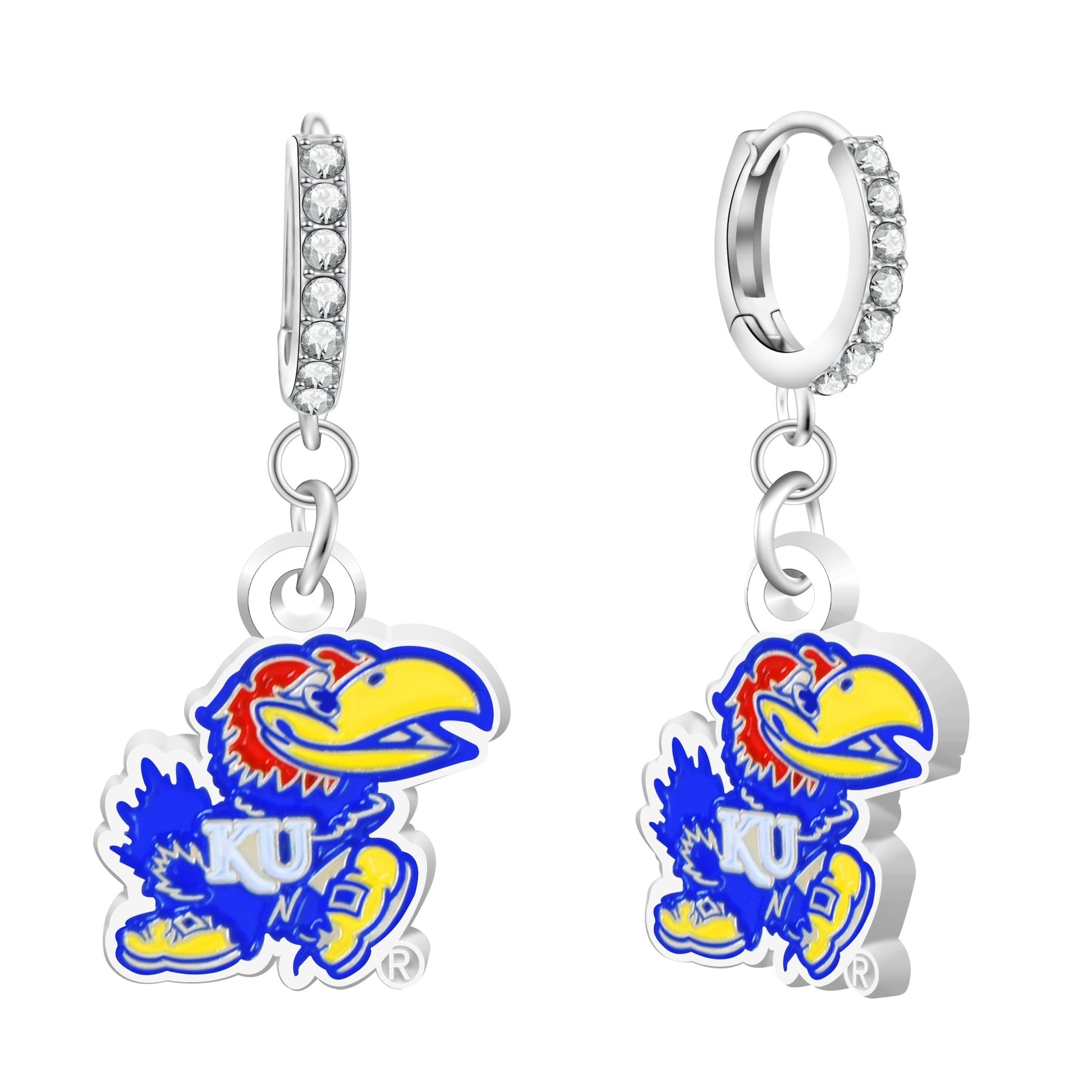 NCAA Rhinestone Circle Earrings - Gamedays Gear - Kansas Jayhawks