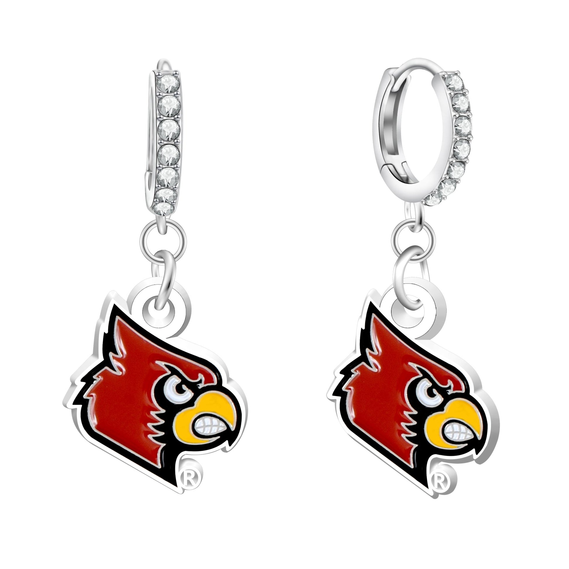 NCAA Rhinestone Circle Earrings - Gamedays Gear - Louisville Cardinals