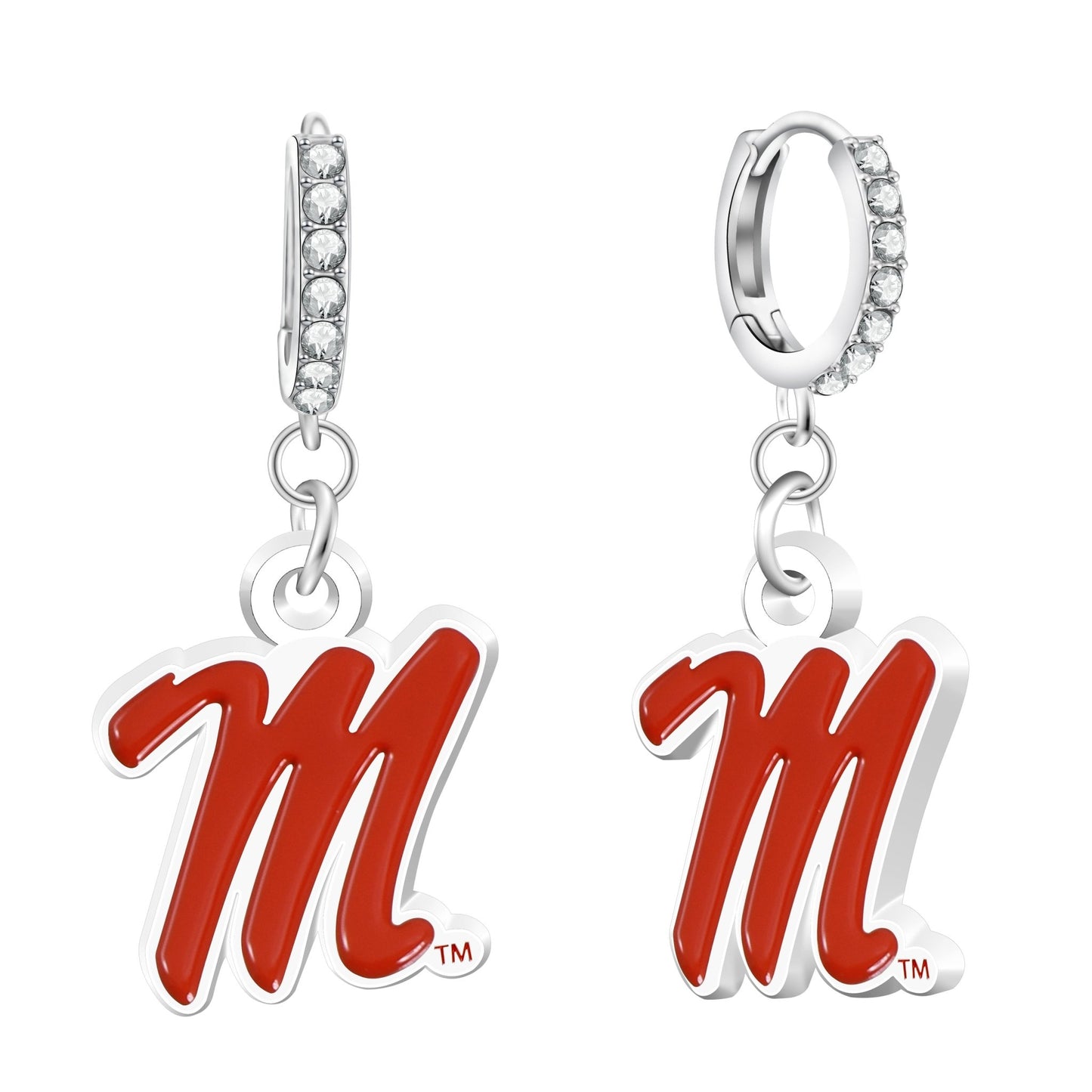 NCAA Rhinestone Circle Earrings - Gamedays Gear - Mississippi Rebels