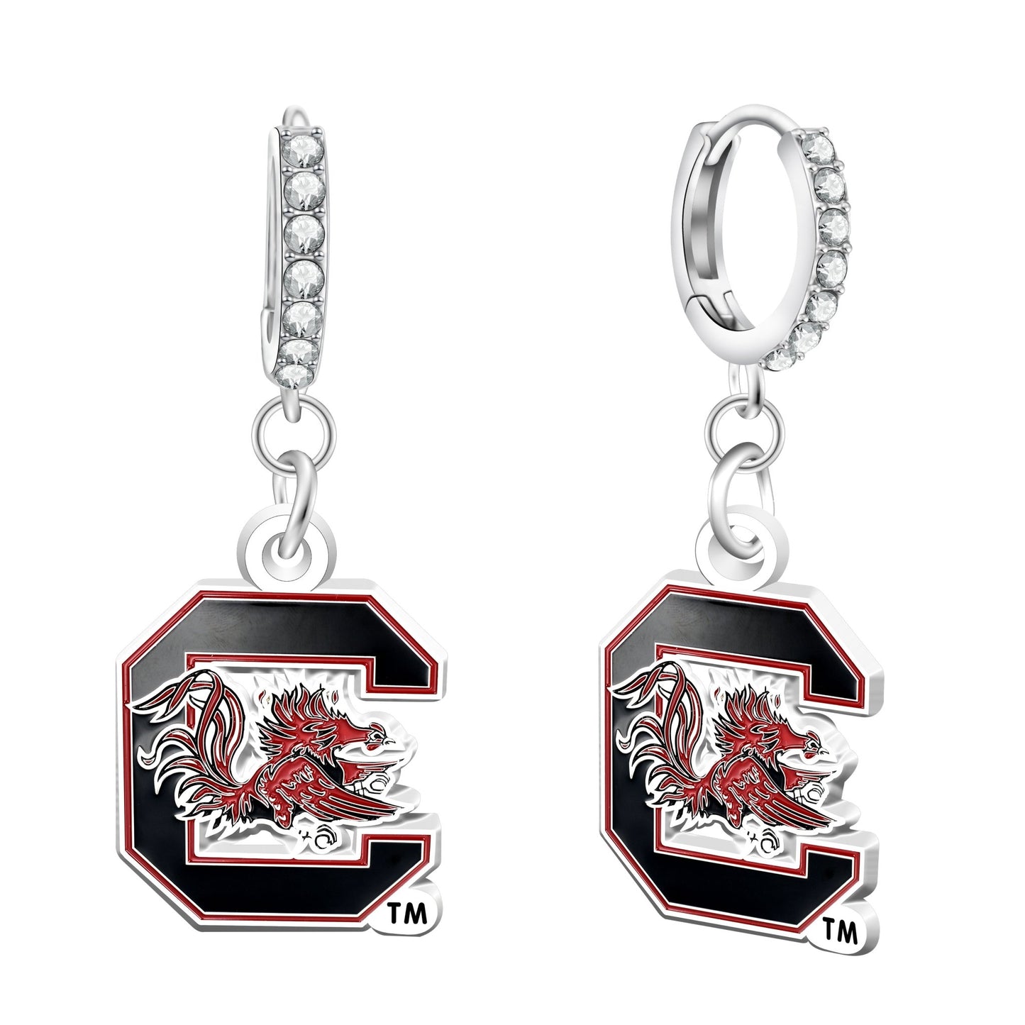 NCAA Rhinestone Circle Earrings - Gamedays Gear - South Carolina Gamecocks