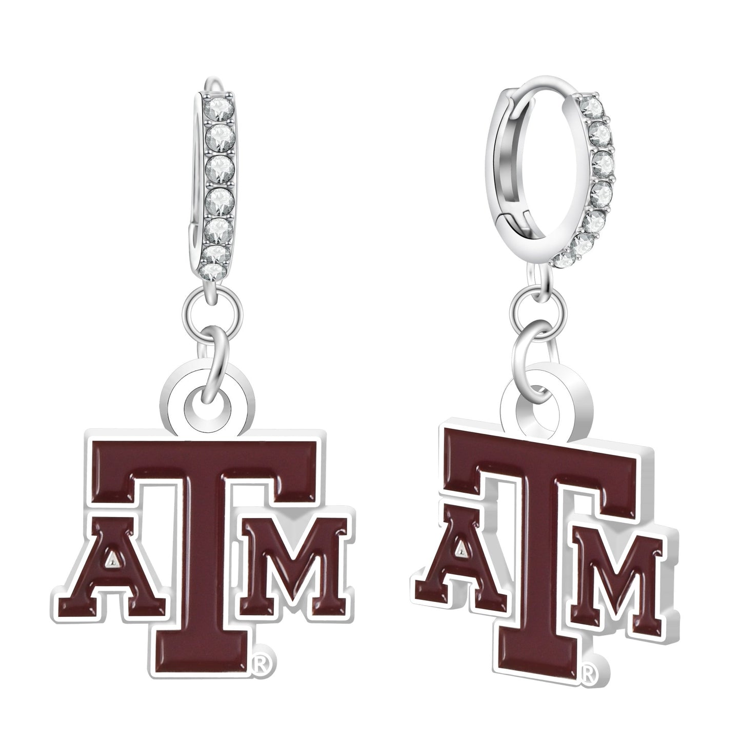 NCAA Rhinestone Circle Earrings - Gamedays Gear - Texas A&M Aggies