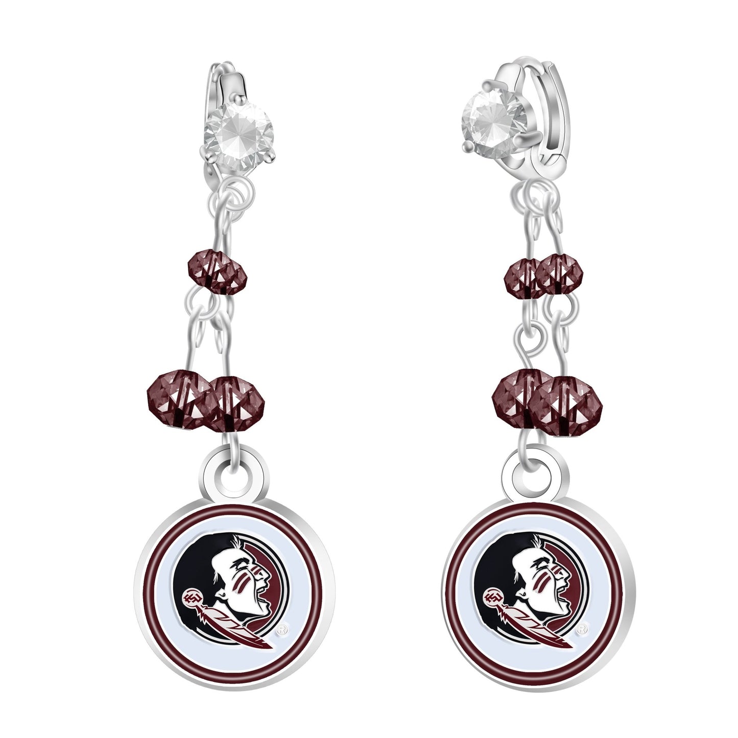 NCAA Rhinestone Dangle Earrings - Gamedays Gear - Florida State Seminoles