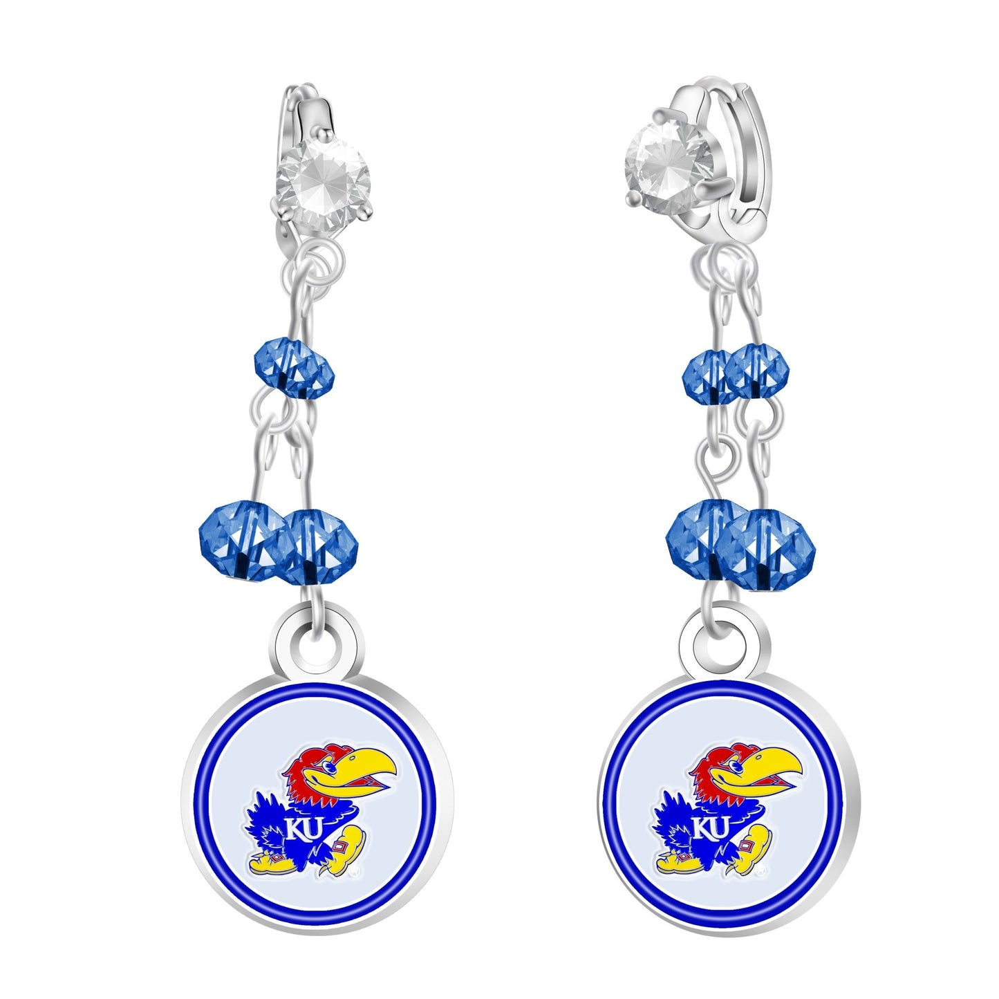 NCAA Rhinestone Dangle Earrings - Gamedays Gear - Kansas Jayhawks