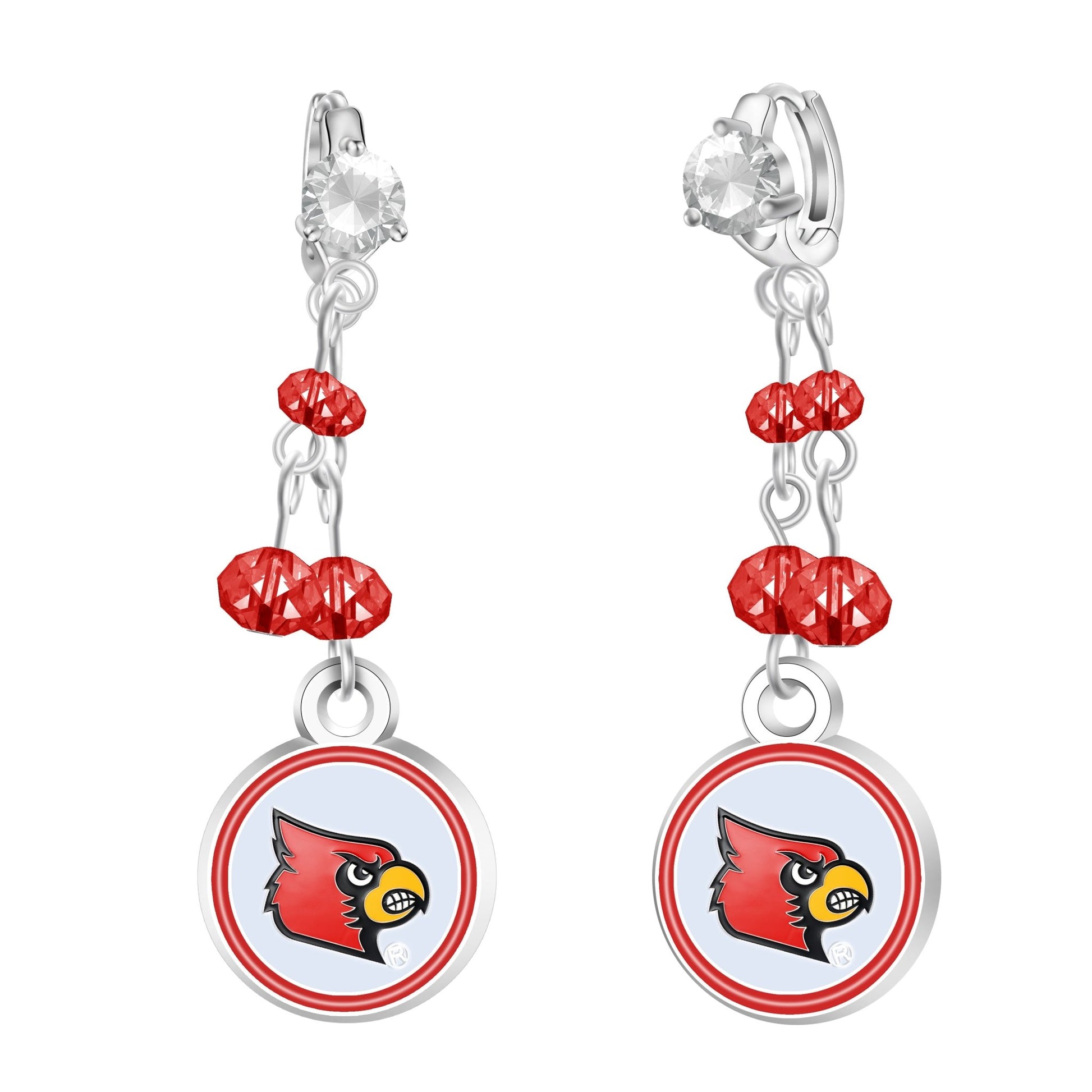 NCAA Rhinestone Dangle Earrings - Gamedays Gear - Louisville Cardinals