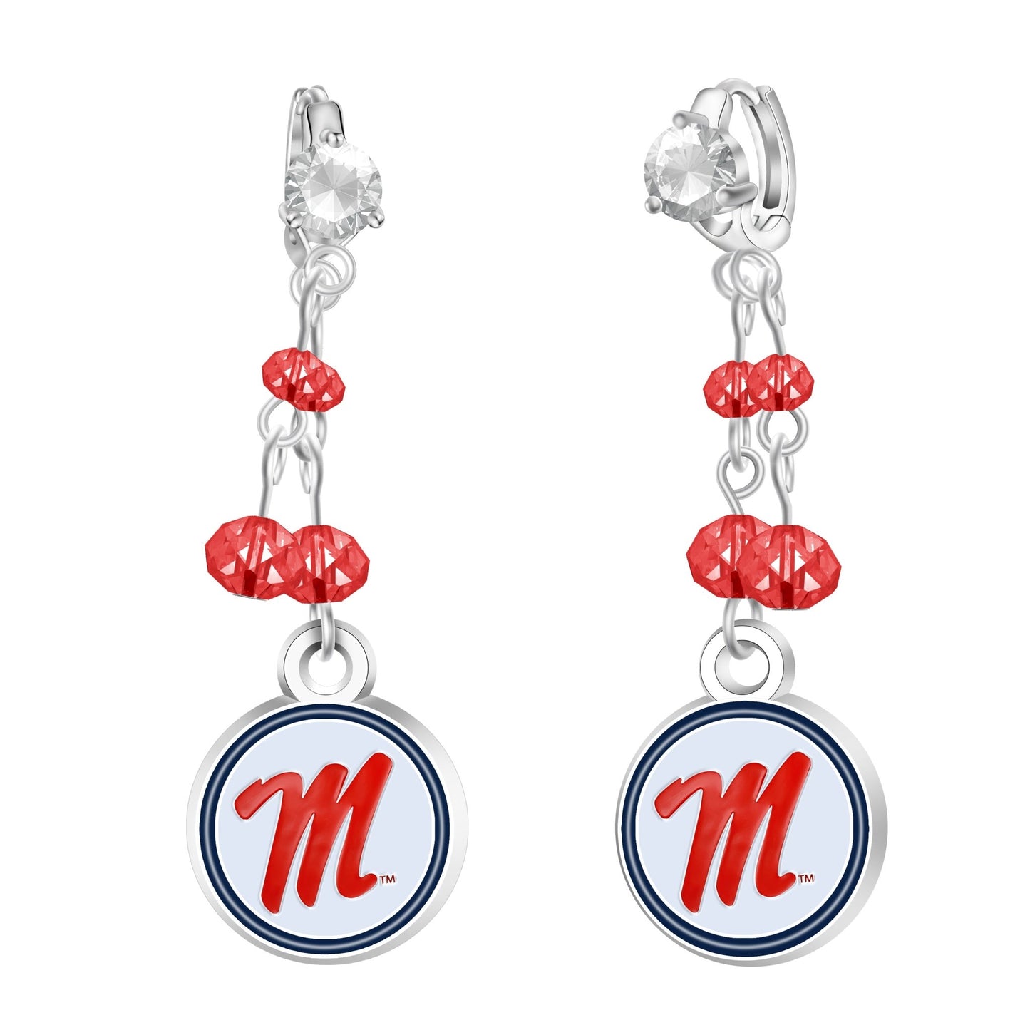 NCAA Rhinestone Dangle Earrings - Gamedays Gear - Mississippi Rebels