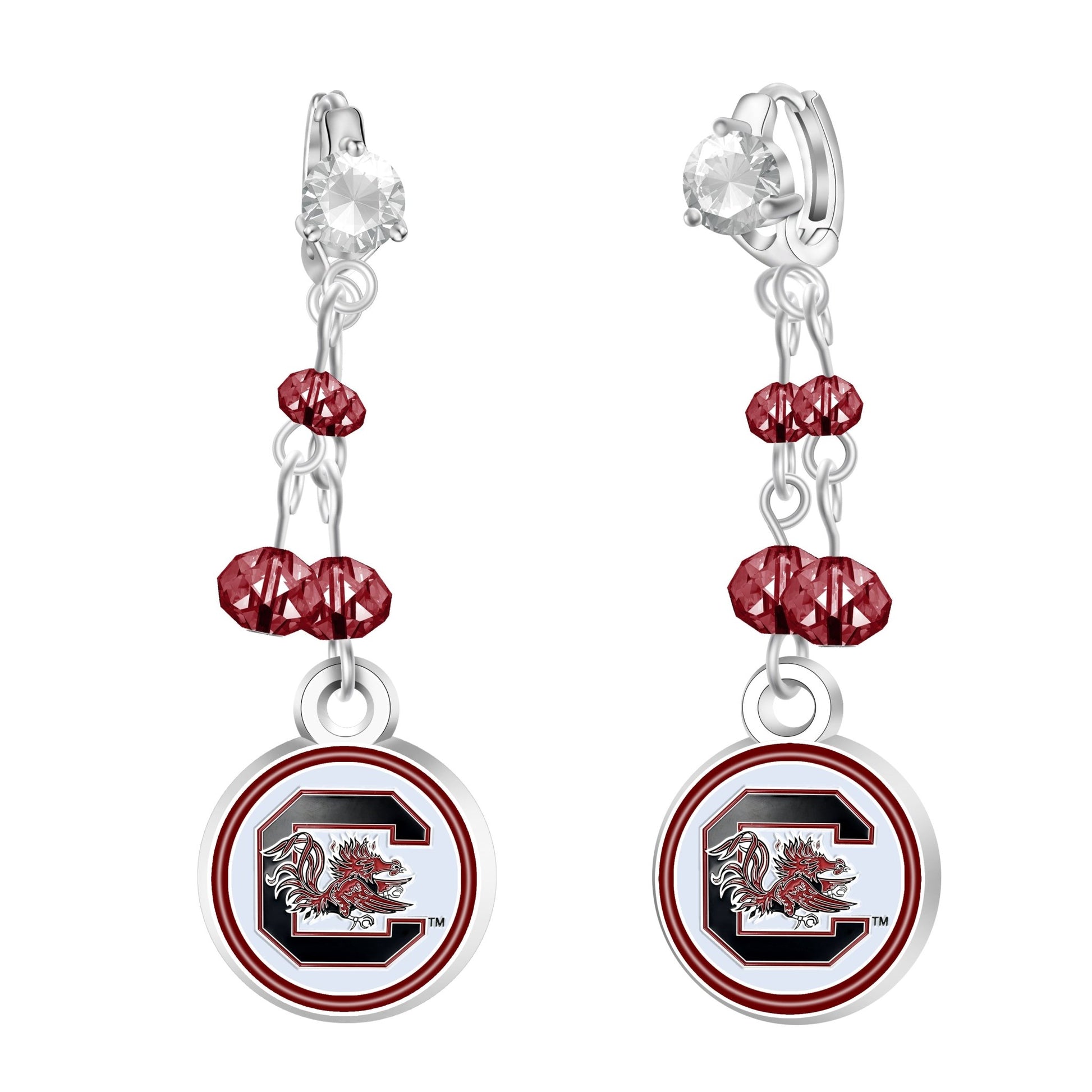 NCAA Rhinestone Dangle Earrings - Gamedays Gear - South Carolina Gamecocks