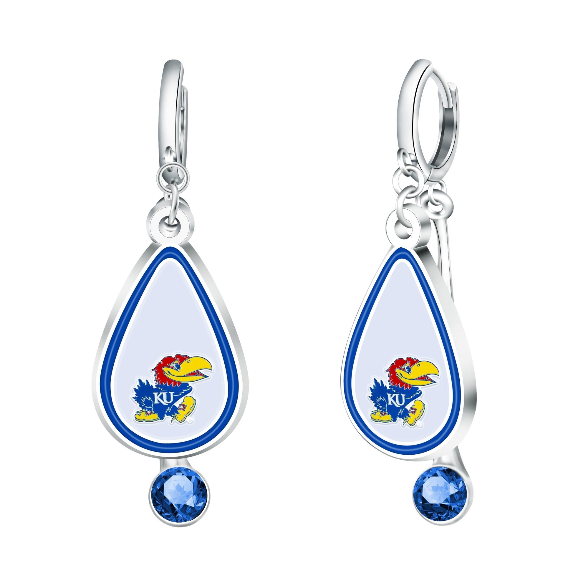 NCAA Rhinestone Teardrop Earrings - Gamedays Gear - Kansas Jayhawks