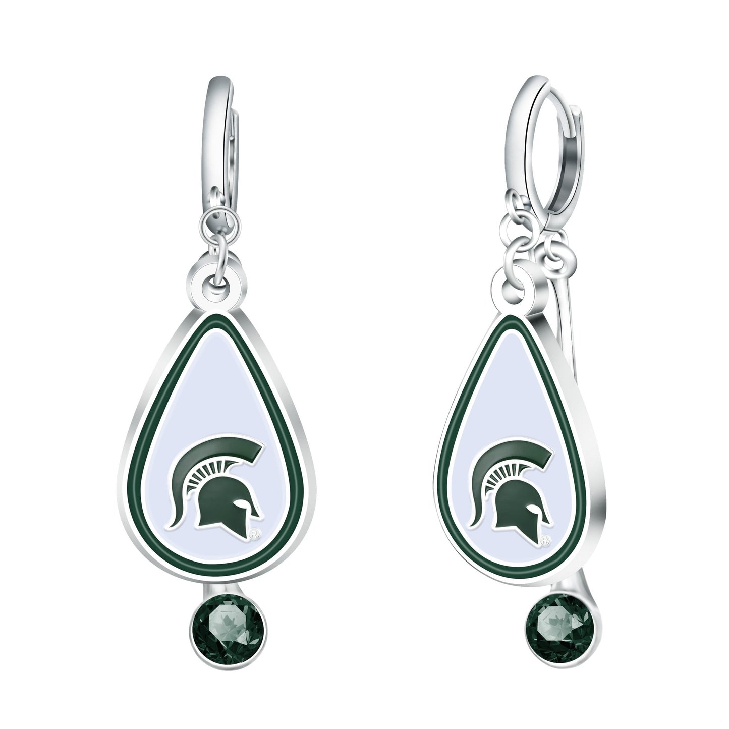 NCAA Rhinestone Teardrop Earrings - Gamedays Gear - Michigan State Spartans