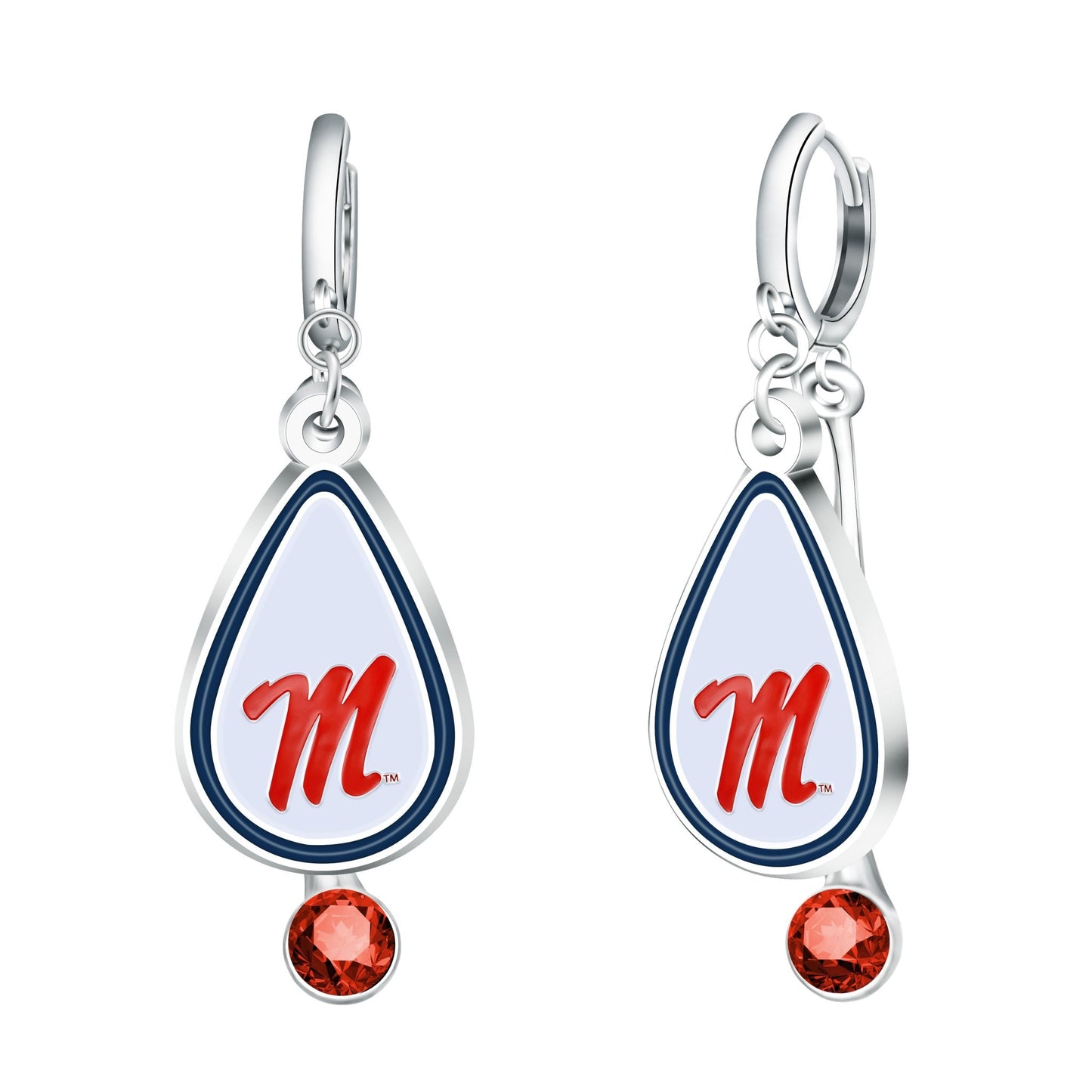 NCAA Rhinestone Teardrop Earrings - Gamedays Gear - Mississippi Rebels