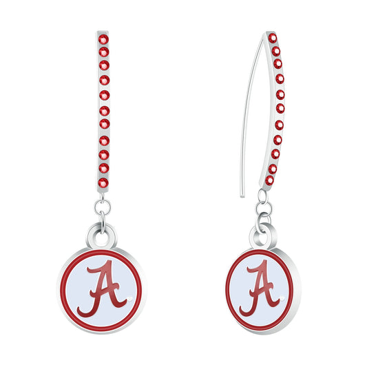 NCAA Rhinestone Vertical Earrings - Gamedays Gear - Alabama Crimson Tide