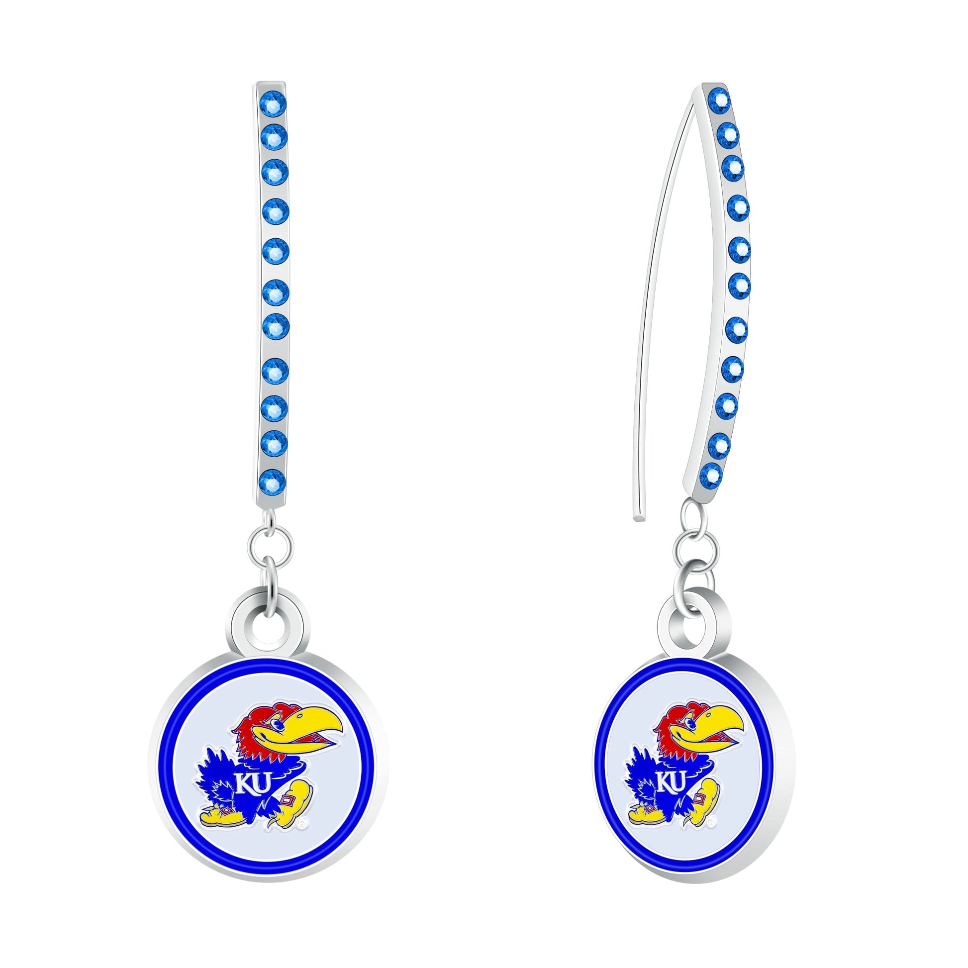 NCAA Rhinestone Vertical Earrings - Gamedays Gear - Kansas Jayhawks