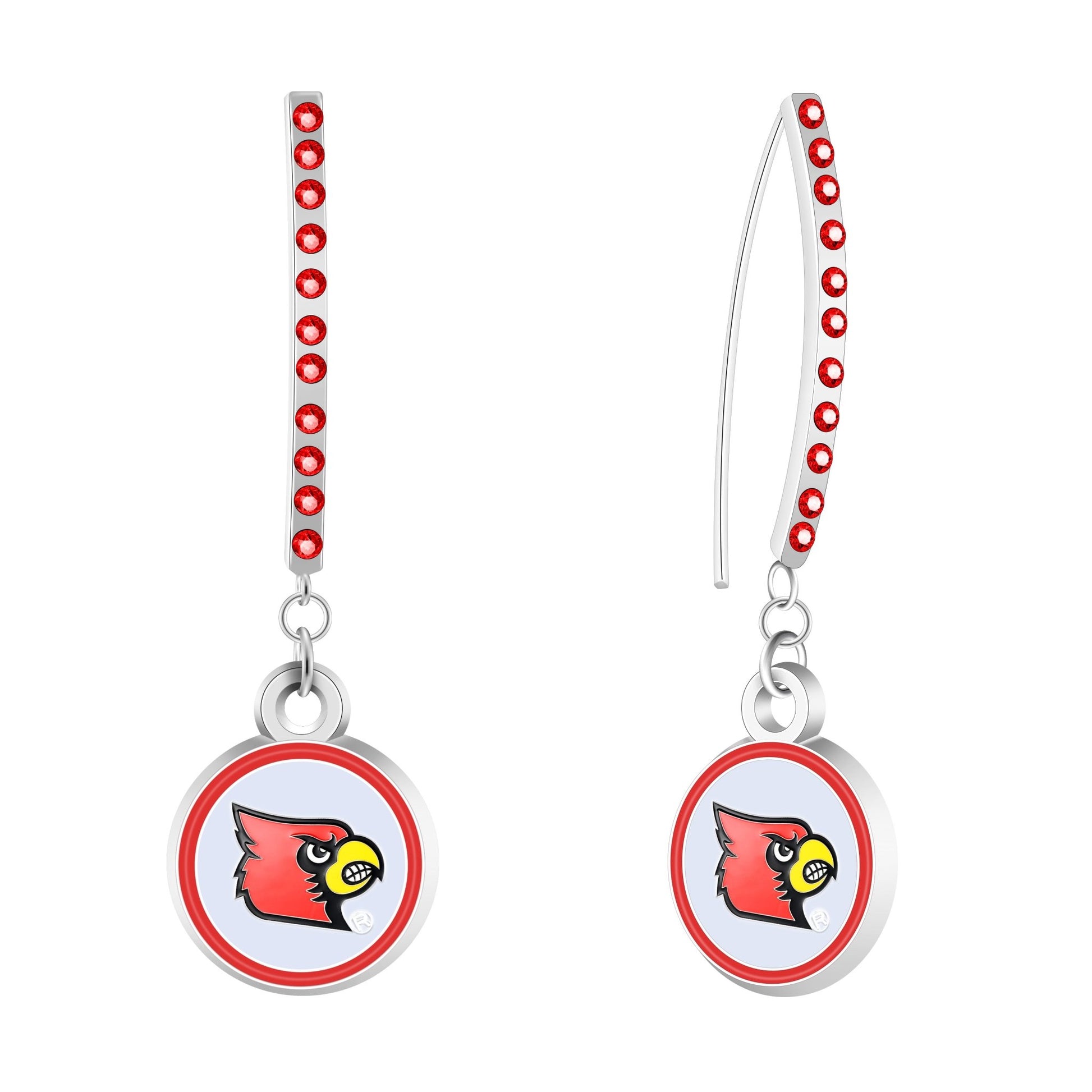 NCAA Rhinestone Vertical Earrings - Gamedays Gear - Louisville Cardinals