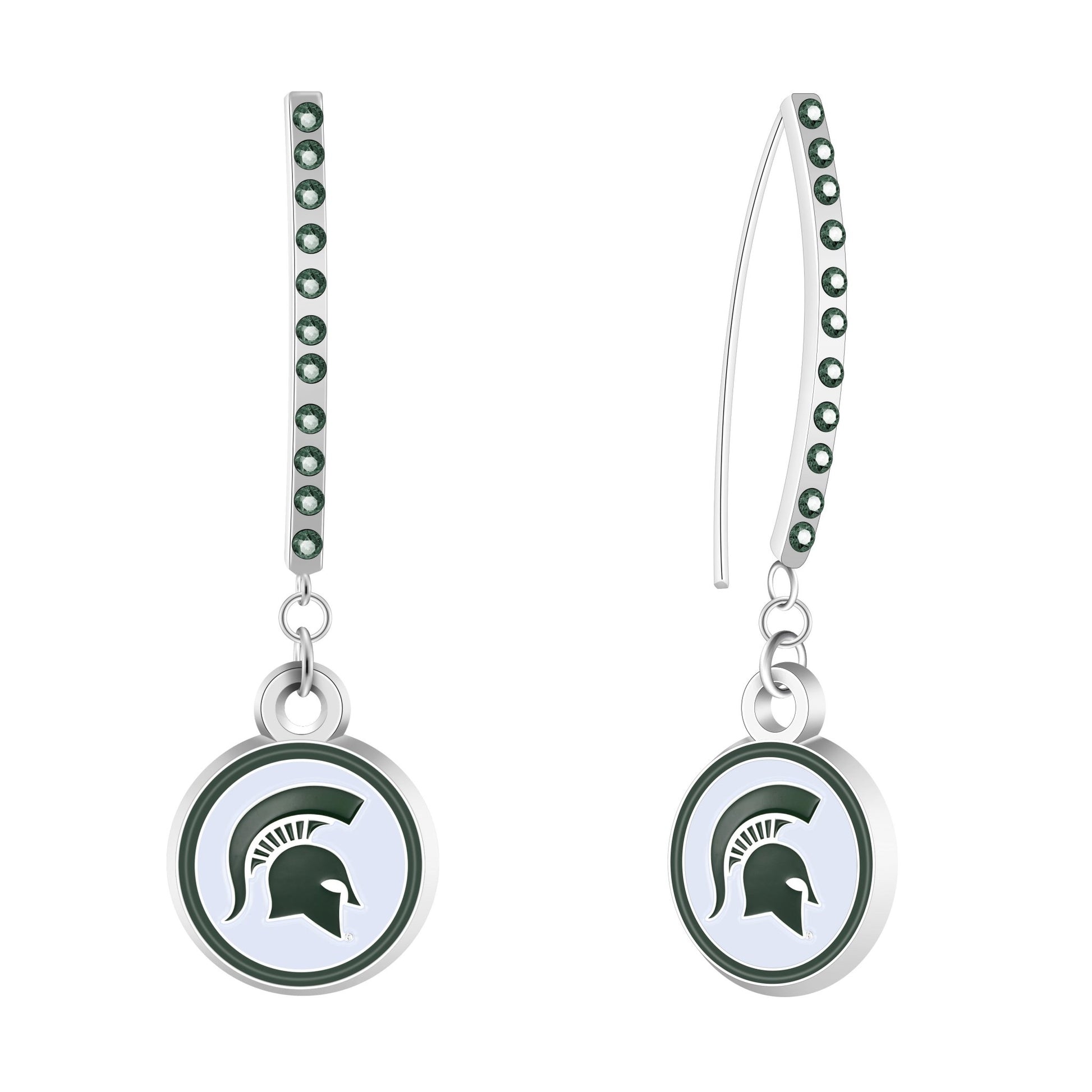 NCAA Rhinestone Vertical Earrings - Gamedays Gear - Michigan State Spartans