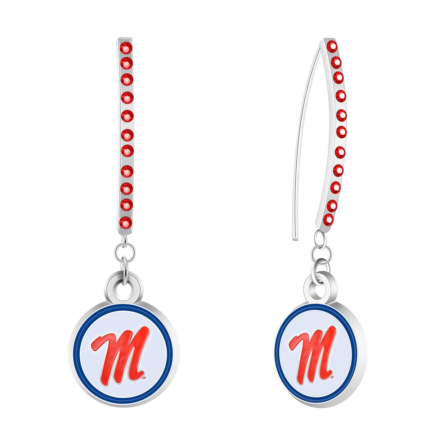 NCAA Rhinestone Vertical Earrings - Gamedays Gear - Mississippi Rebels