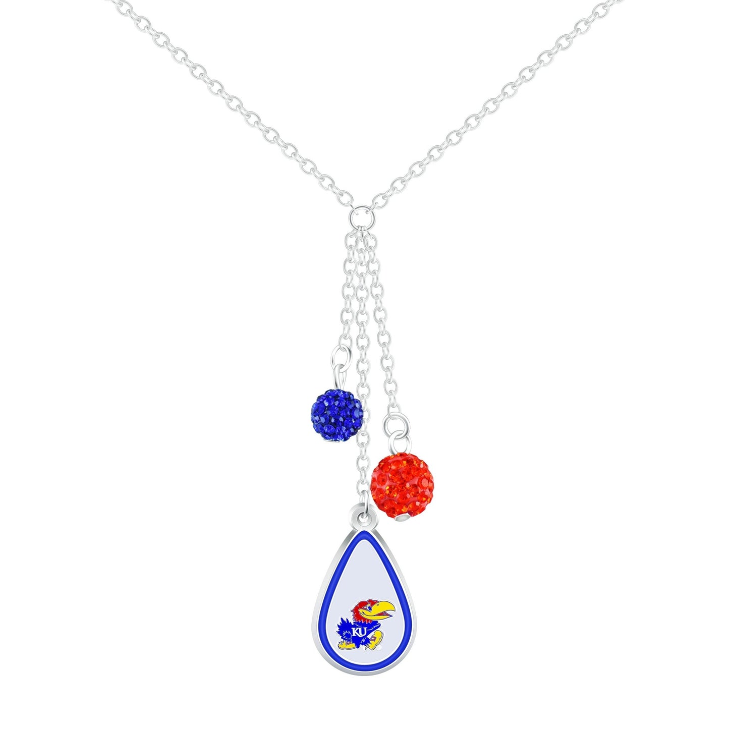 NCAA Teardrop Dangle Necklace - Gamedays Gear - Kansas Jayhawks