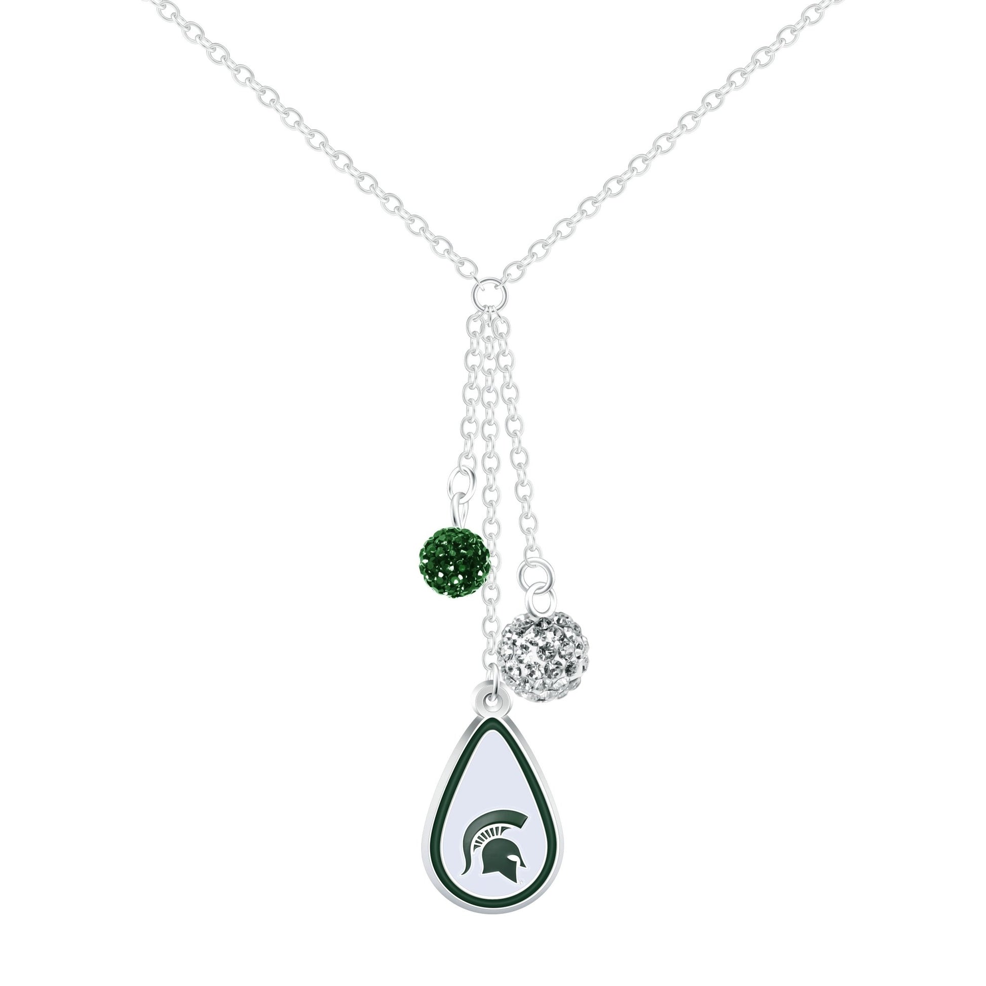 NCAA Teardrop Dangle Necklace - Gamedays Gear - Michigan State Spartans