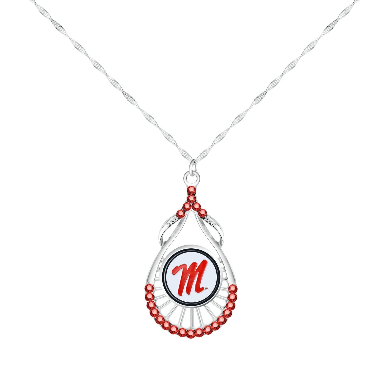 NCAA Teardrop Rhinestone Necklace - Gamedays Gear - Mississippi Rebels