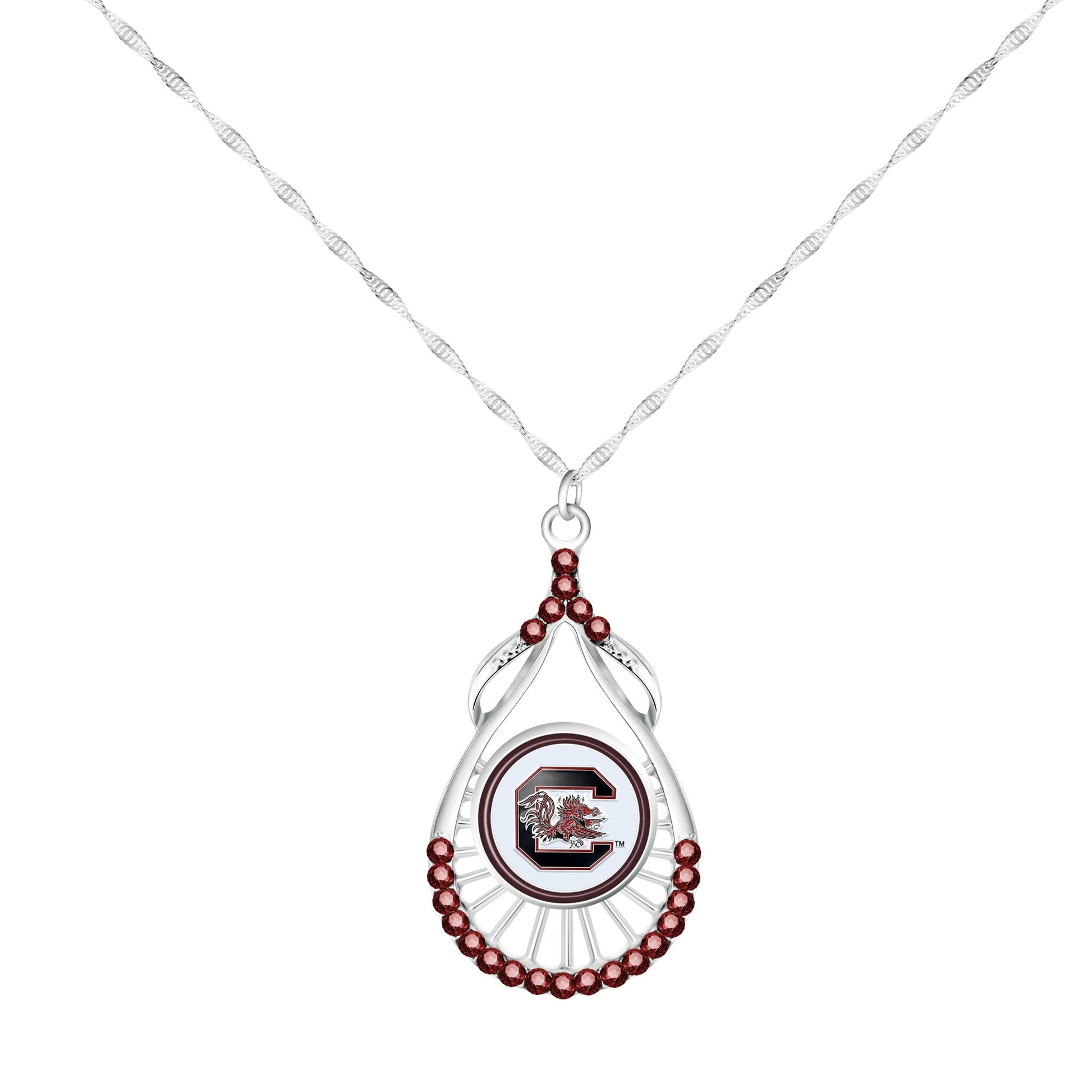 NCAA Teardrop Rhinestone Necklace - Gamedays Gear - South Carolina Gamecocks