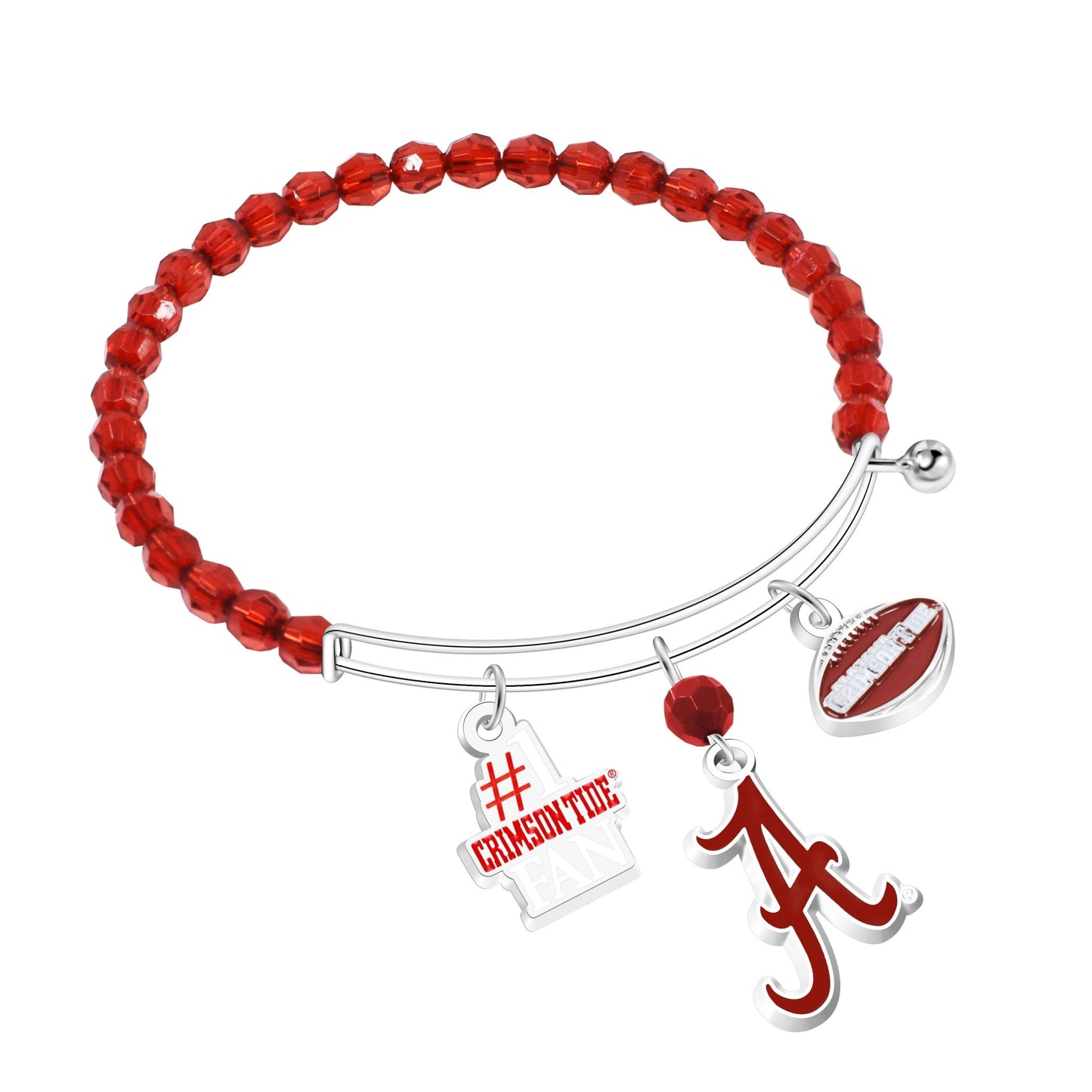 NCAA Three Charm Logo Bead Bracelet - Gamedays Gear - Alabama Crimson Tide