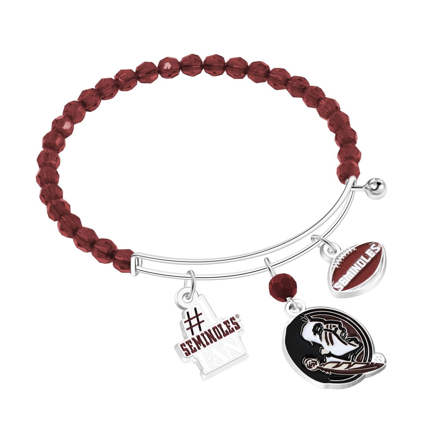 NCAA Three Charm Logo Bead Bracelet - Gamedays Gear - Florida State Seminoles