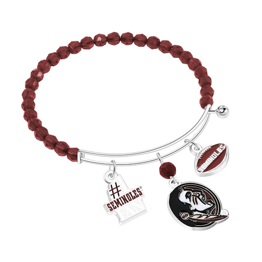 NCAA Three Charm Logo Bead Bracelet - Gamedays Gear - Alabama Crimson Tide