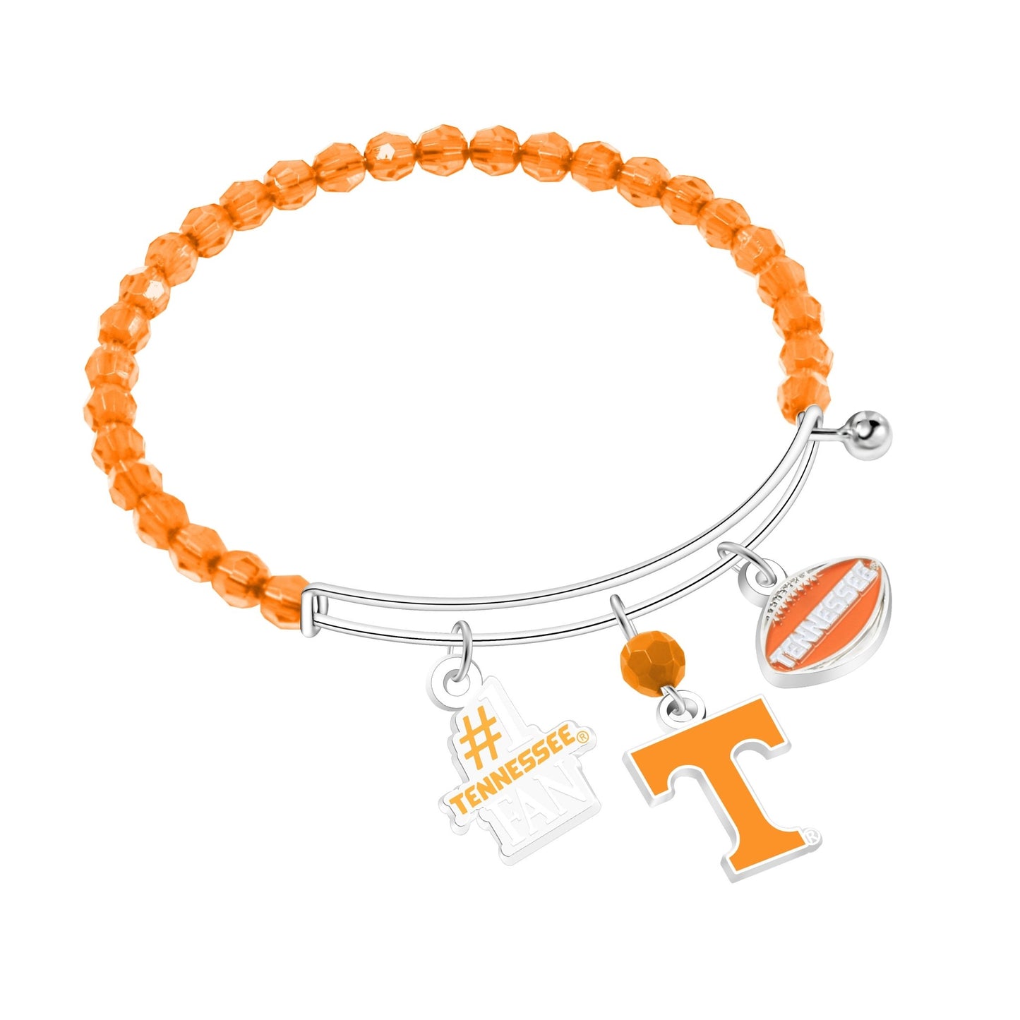 NCAA Three Charm Logo Bead Bracelet - Gamedays Gear - Tennessee Volunteers