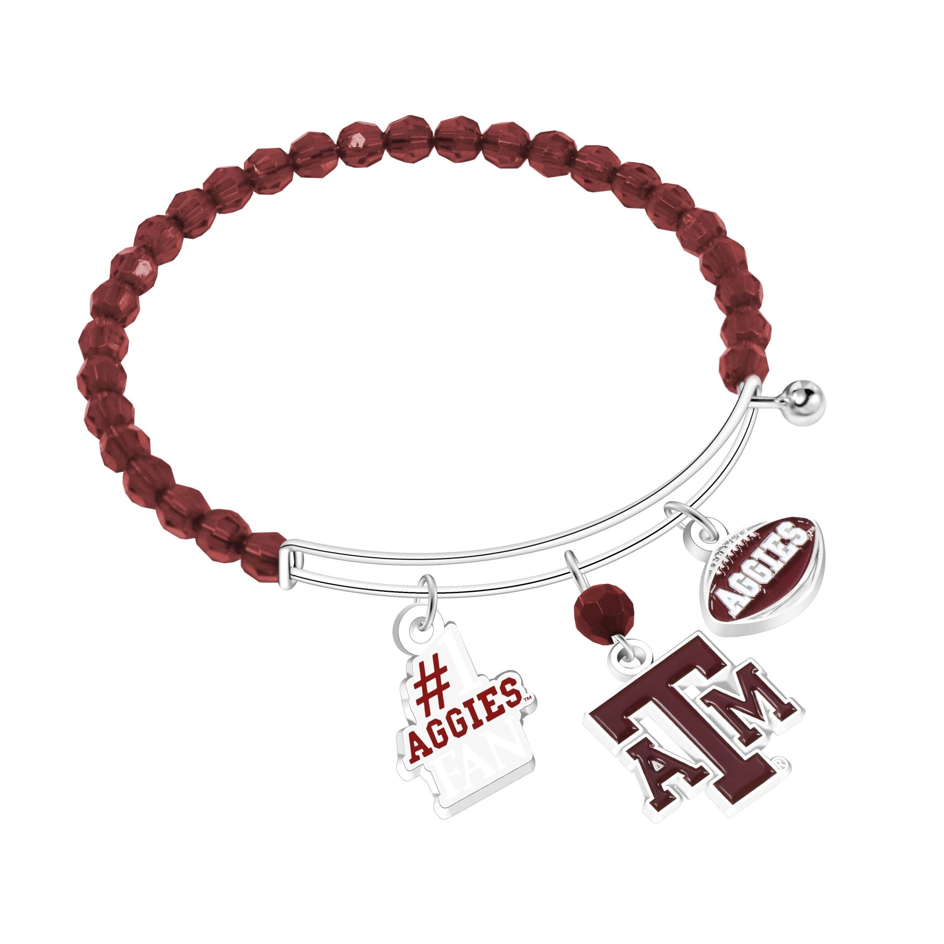 NCAA Three Charm Logo Bead Bracelet - Gamedays Gear - Texas A&M Aggies