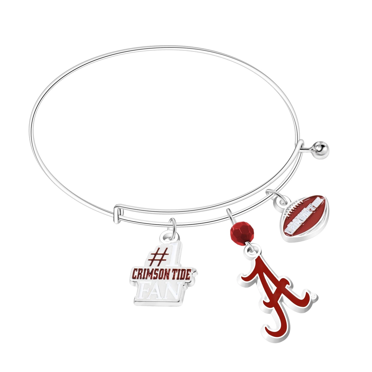 NCAA Three Charm Logo Bracelet - Gamedays Gear - Alabama Crimson Tide