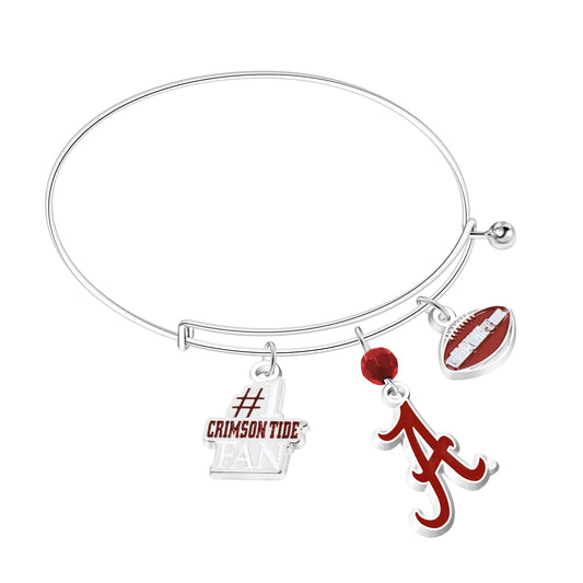 NCAA Three Charm Logo Bracelet - Gamedays Gear - Alabama Crimson Tide