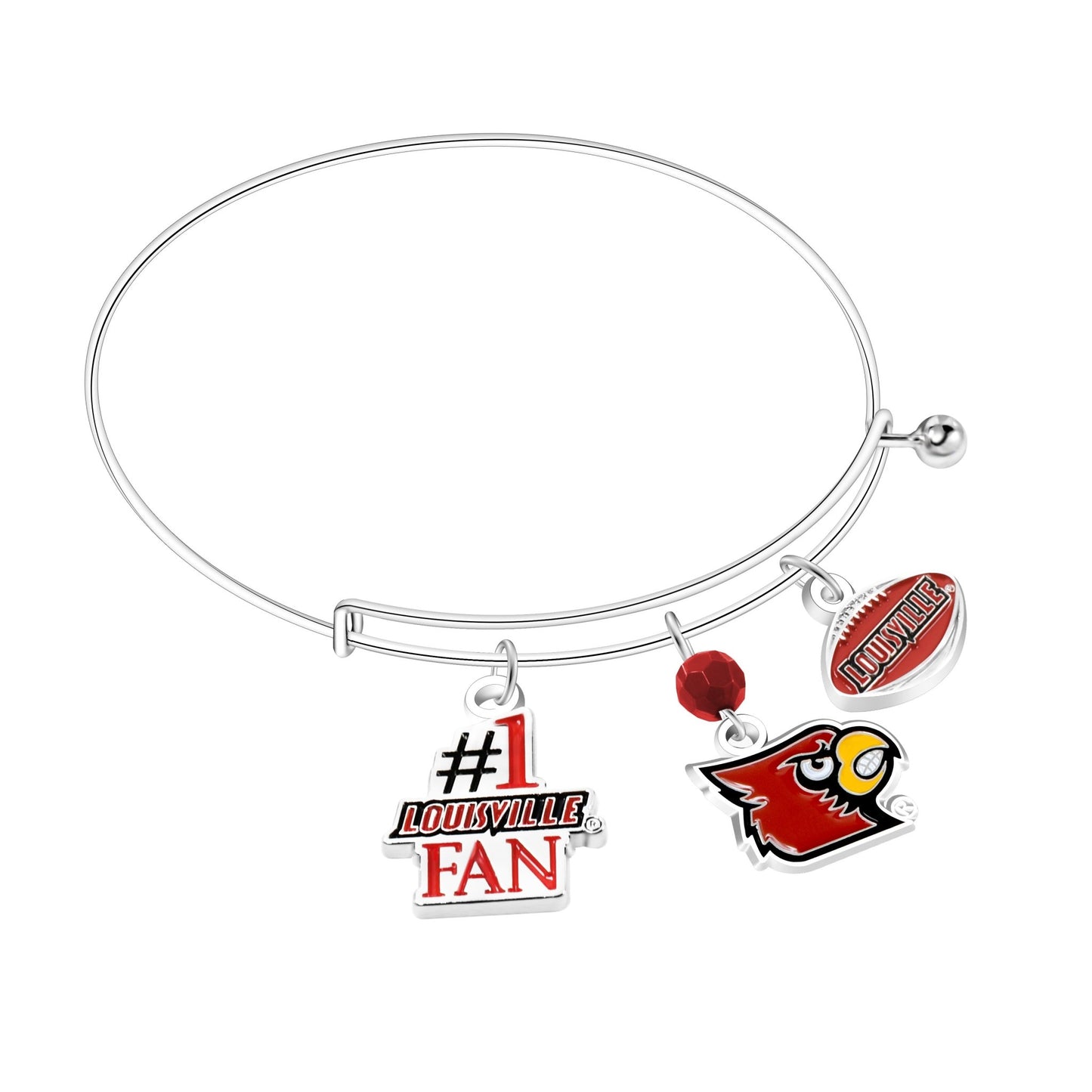 NCAA Three Charm Logo Bracelet - Gamedays Gear - Louisville Cardinals