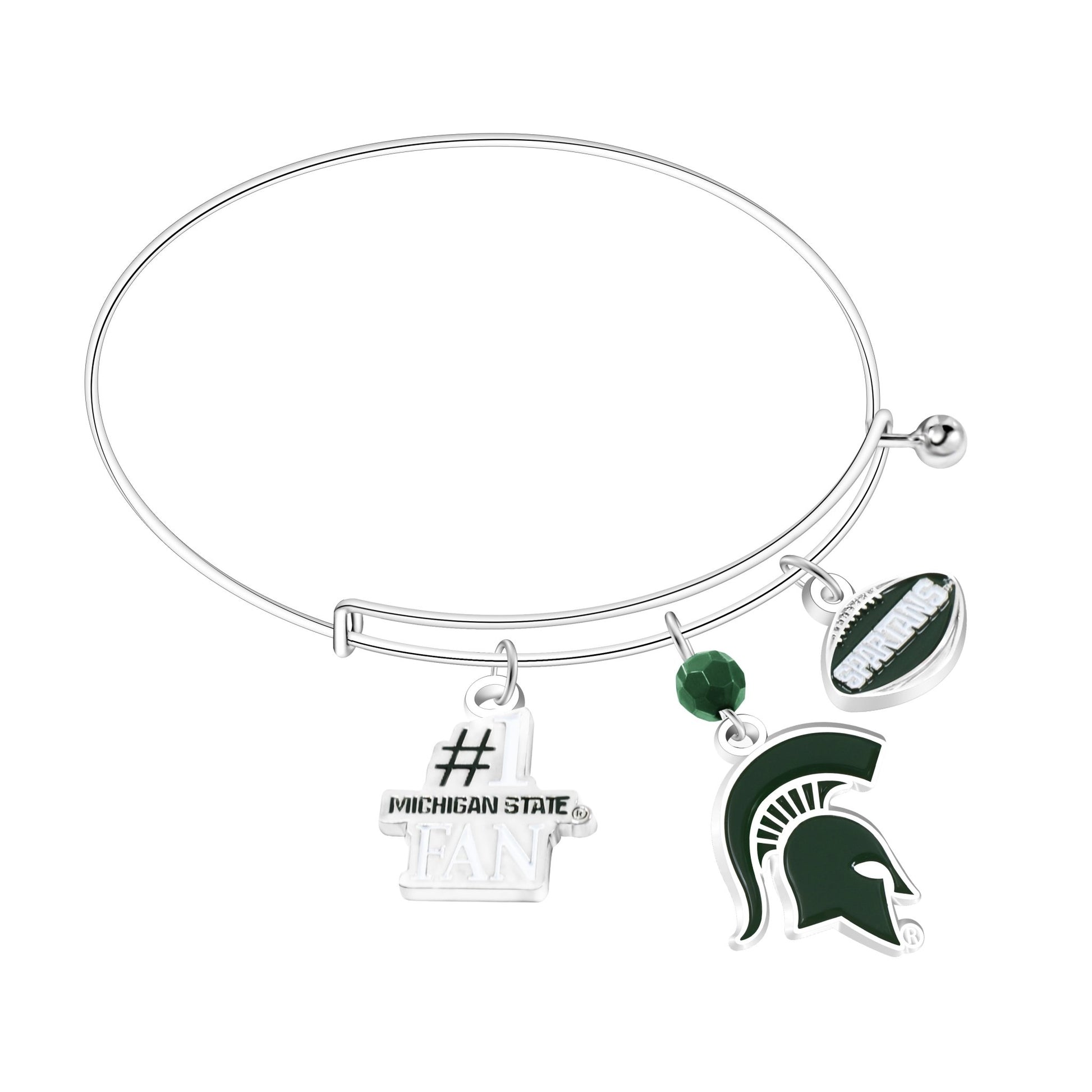 NCAA Three Charm Logo Bracelet - Gamedays Gear - Michigan State Spartans