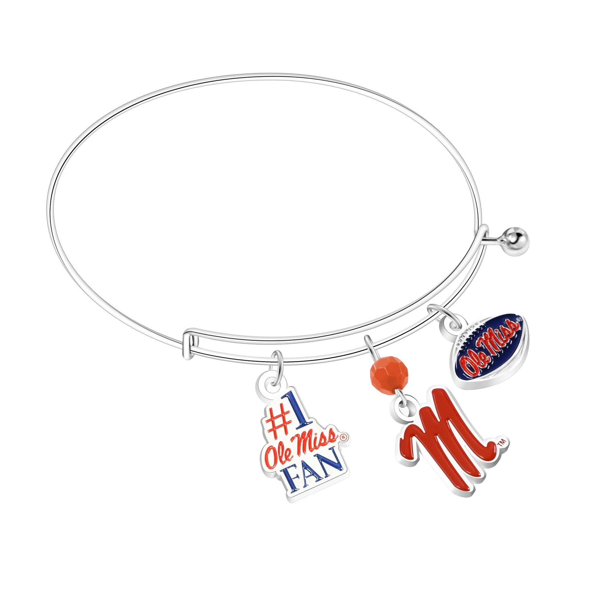 NCAA Three Charm Logo Bracelet - Gamedays Gear - Mississippi Rebels