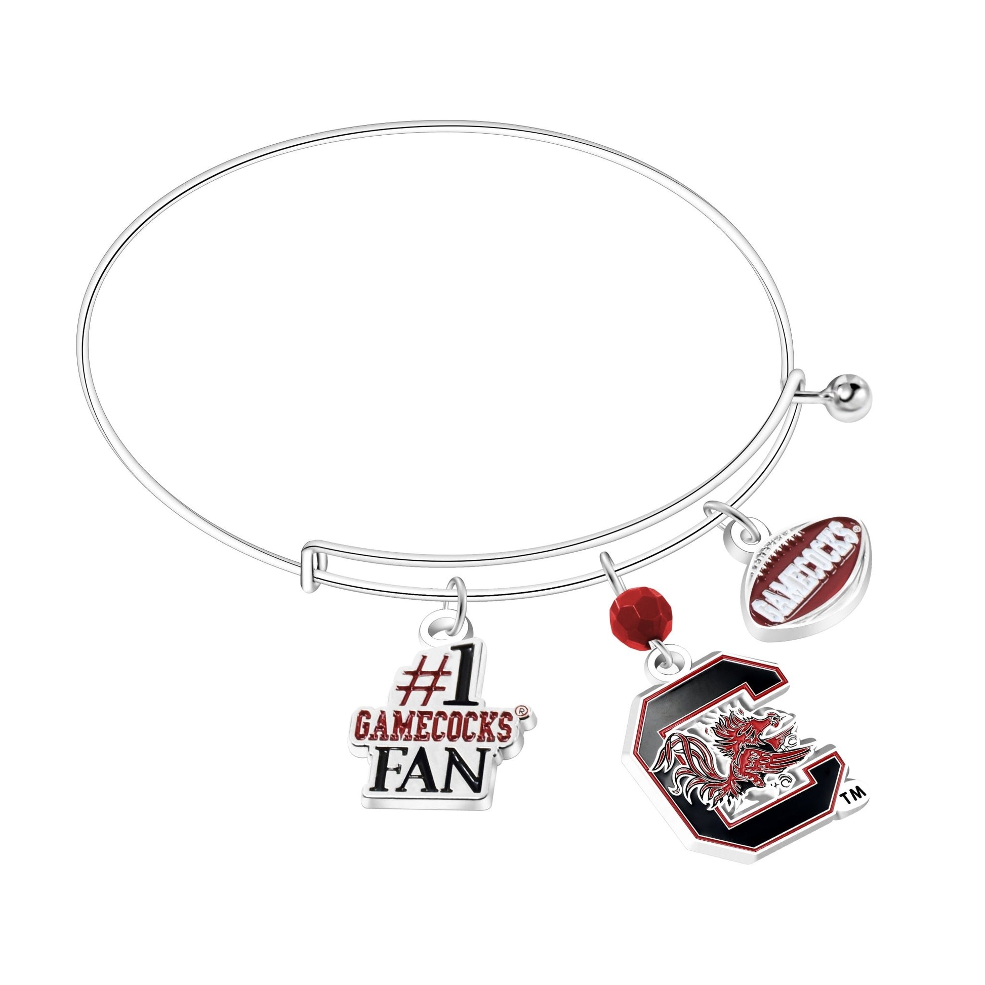 NCAA Three Charm Logo Bracelet - Gamedays Gear - South Carolina Gamecocks